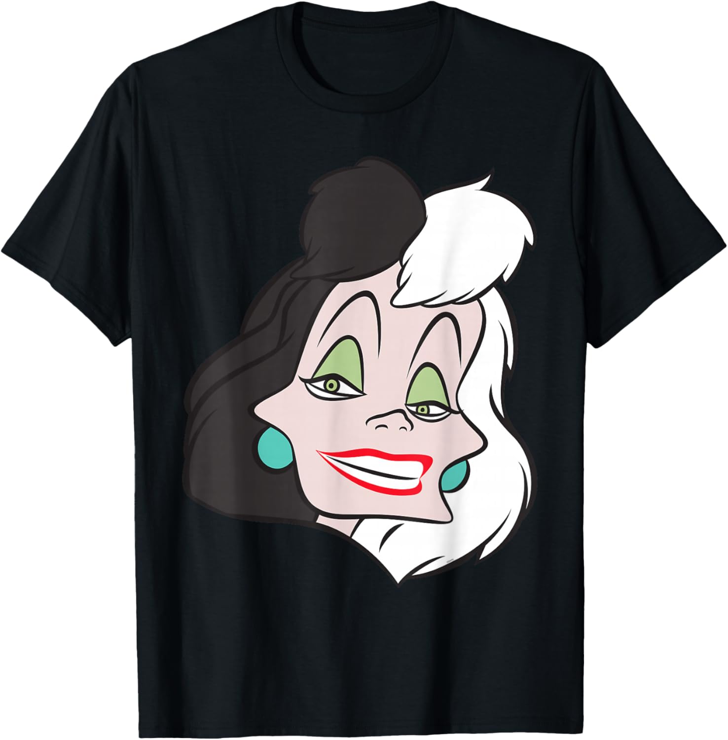 Fashionable Cruella De Vil Big Face T-Shirt for Disney Villains Fans - 4