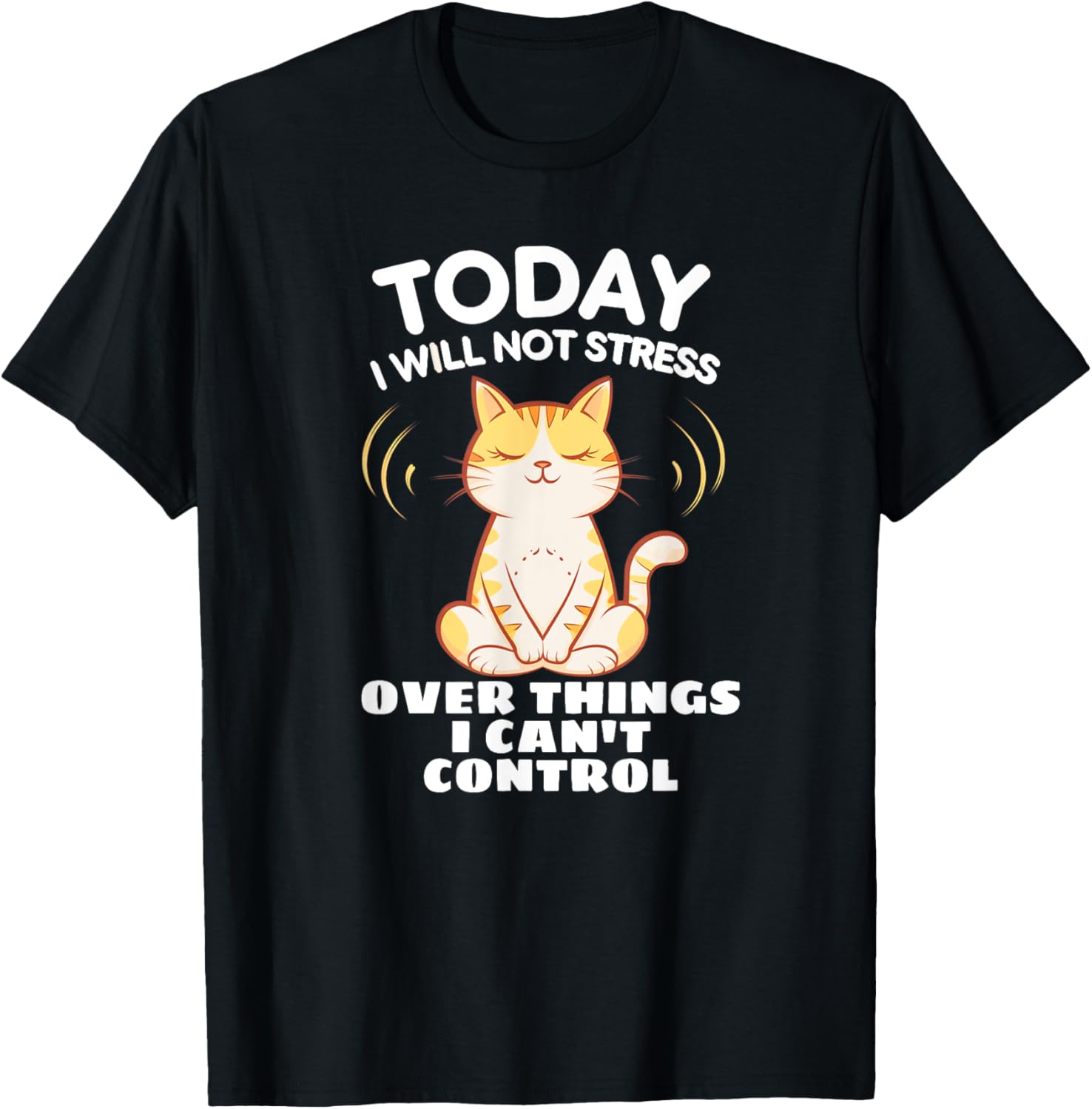 Today I Will Not Stress Yoga Cat T-Shirt for Relaxation and Peace - 19