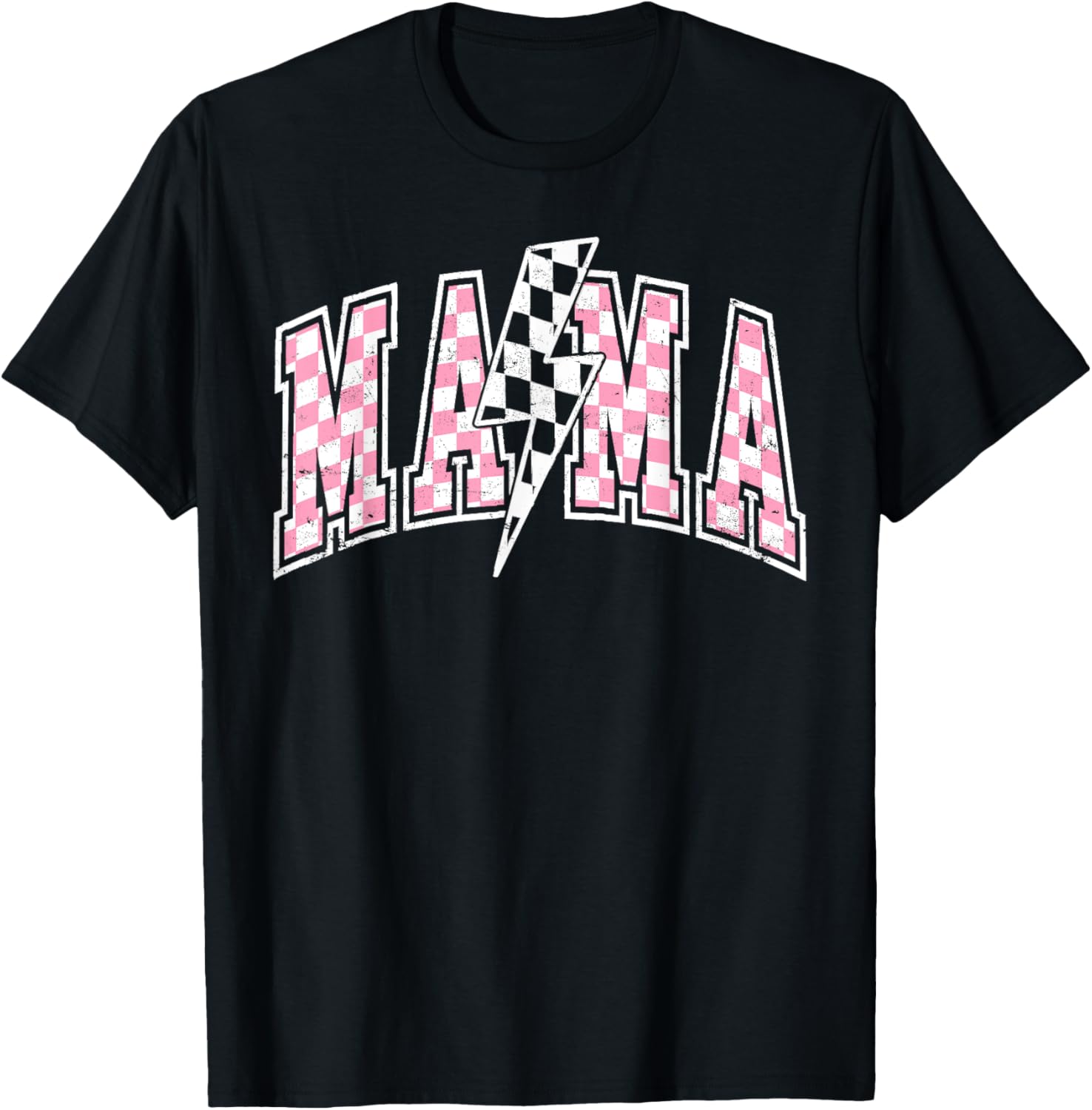 Mama Lightning Bolt Checkered Mom T-Shirt for Stylish Moms - 17