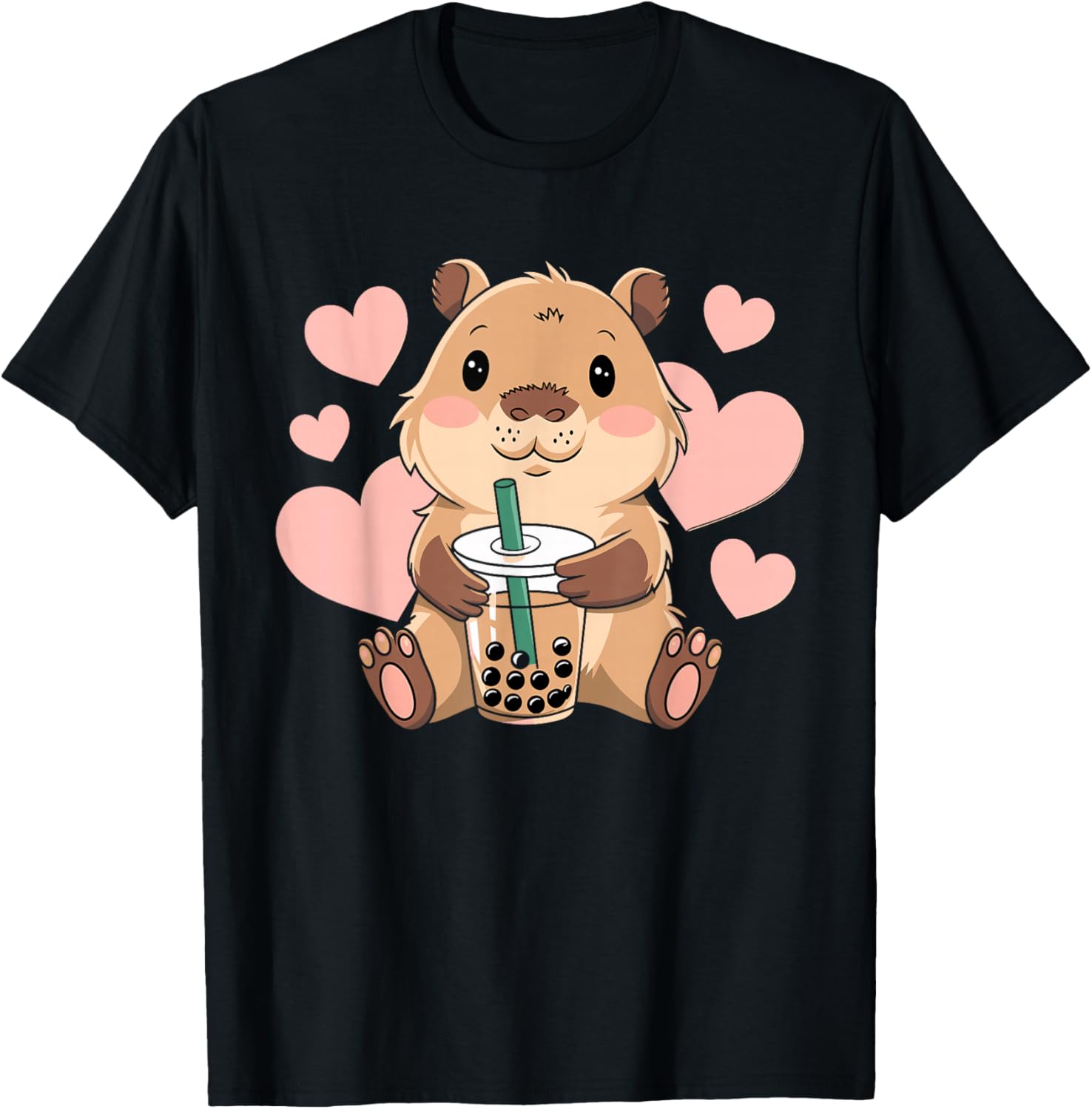 Cute Capybara Boba Tea T-Shirt for Women, Teens, and Kids - 21