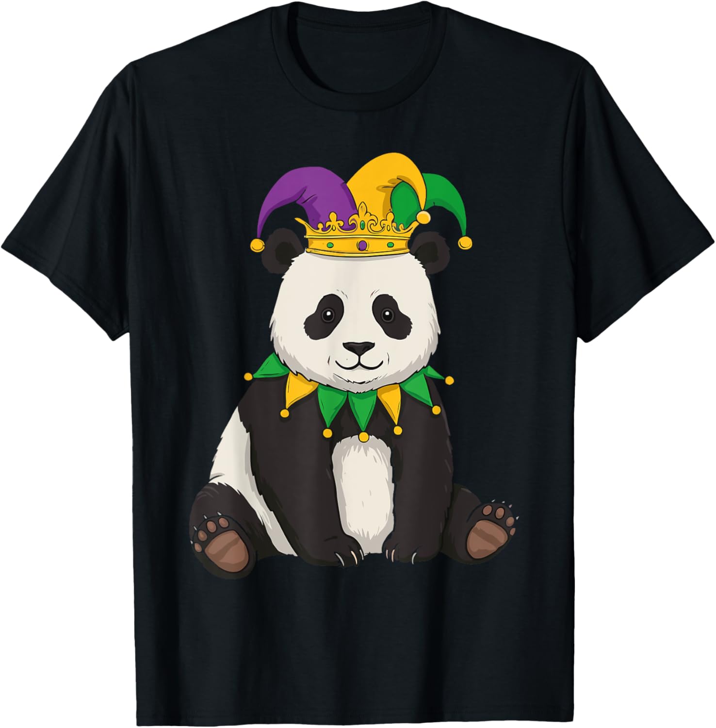 Funny Panda Mardi Gras Jester Hat Tee Cute Gift T-Shirt for All Ages - 9