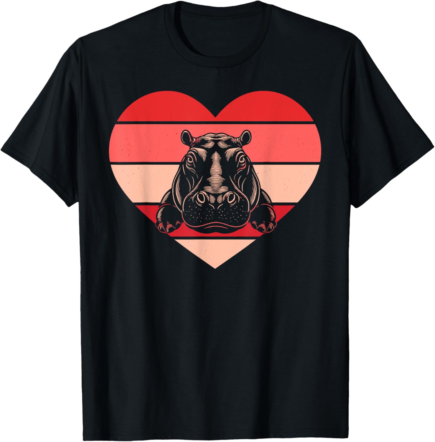 Retro Heart Hippo Vintage Valentine T-Shirt for Women, Men, and Kids - 7
