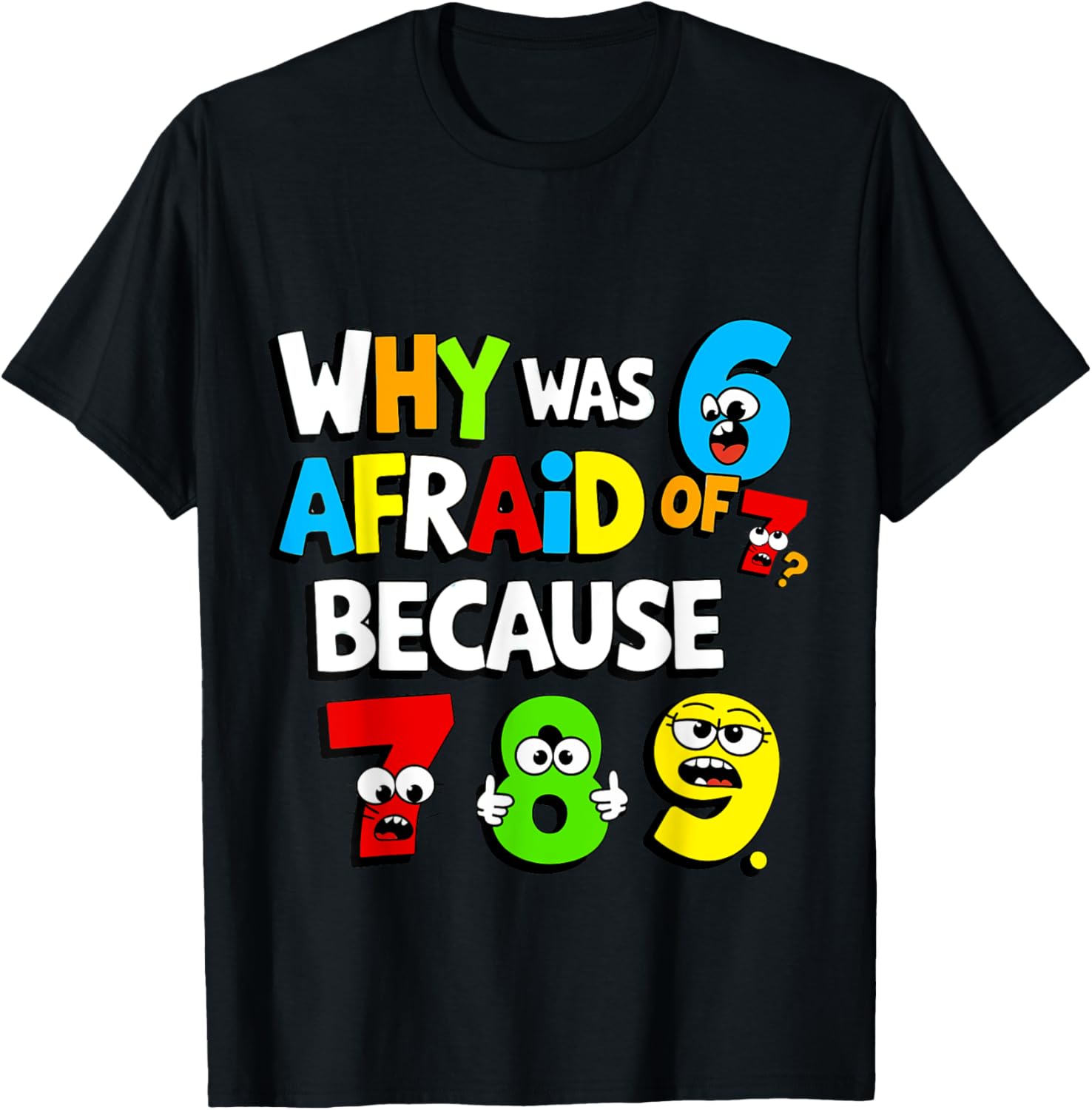 Funny Math Day T-Shirt Kids Why Was 6 Afraid of 7 Costume - 12