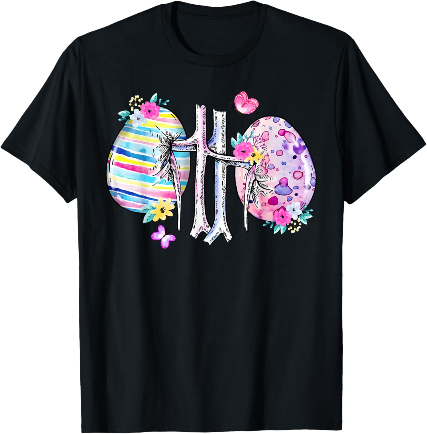Floral Kidney Easter Egg T-Shirt for Dialysis Nurses and Technicians - 15