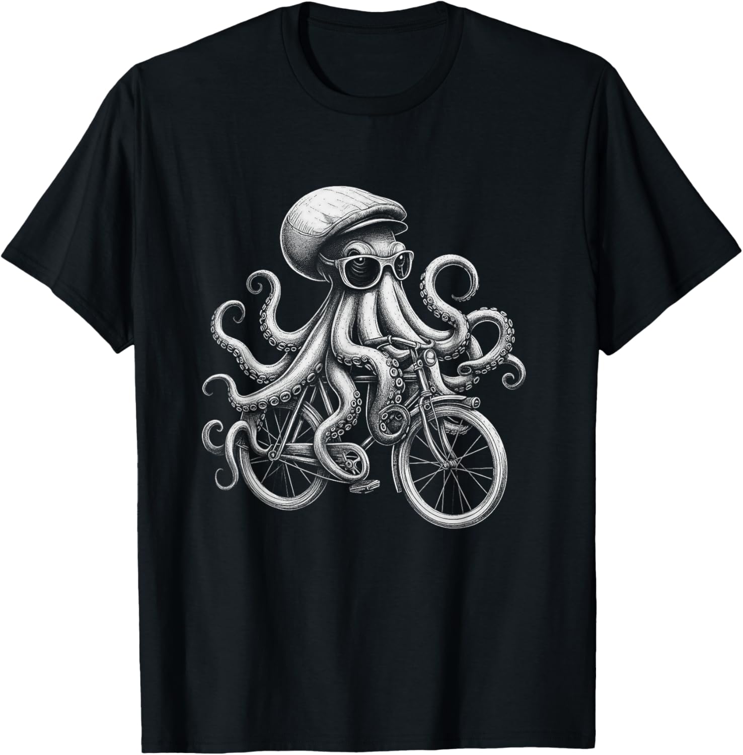 Cool Octopus Riding Bicycle T-Shirt Fun and Unique Graphic Tee for Everyone - 9
