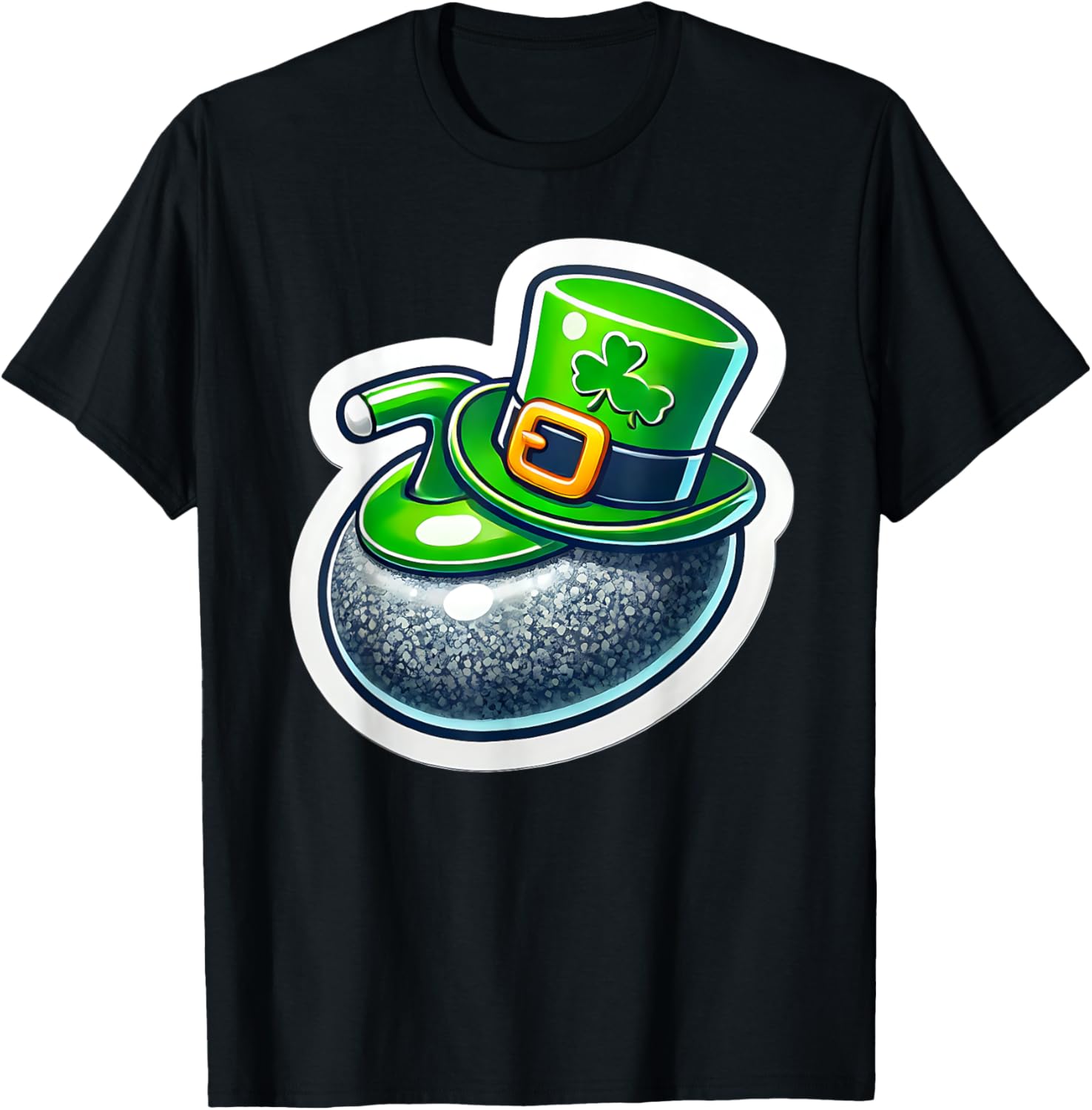 St. Patrick's Day Curling Stone Hat Irish Spirit Funny T-Shirt for Fun - 14