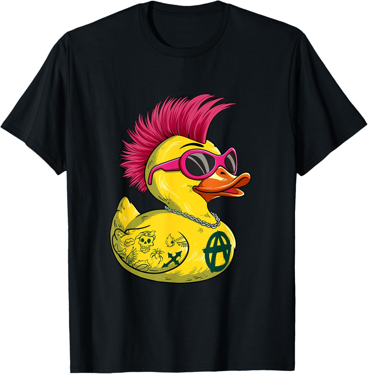 Punk Duck Rocker T-Shirt for Bold Style Lovers - Unique Fashion Statement - 13