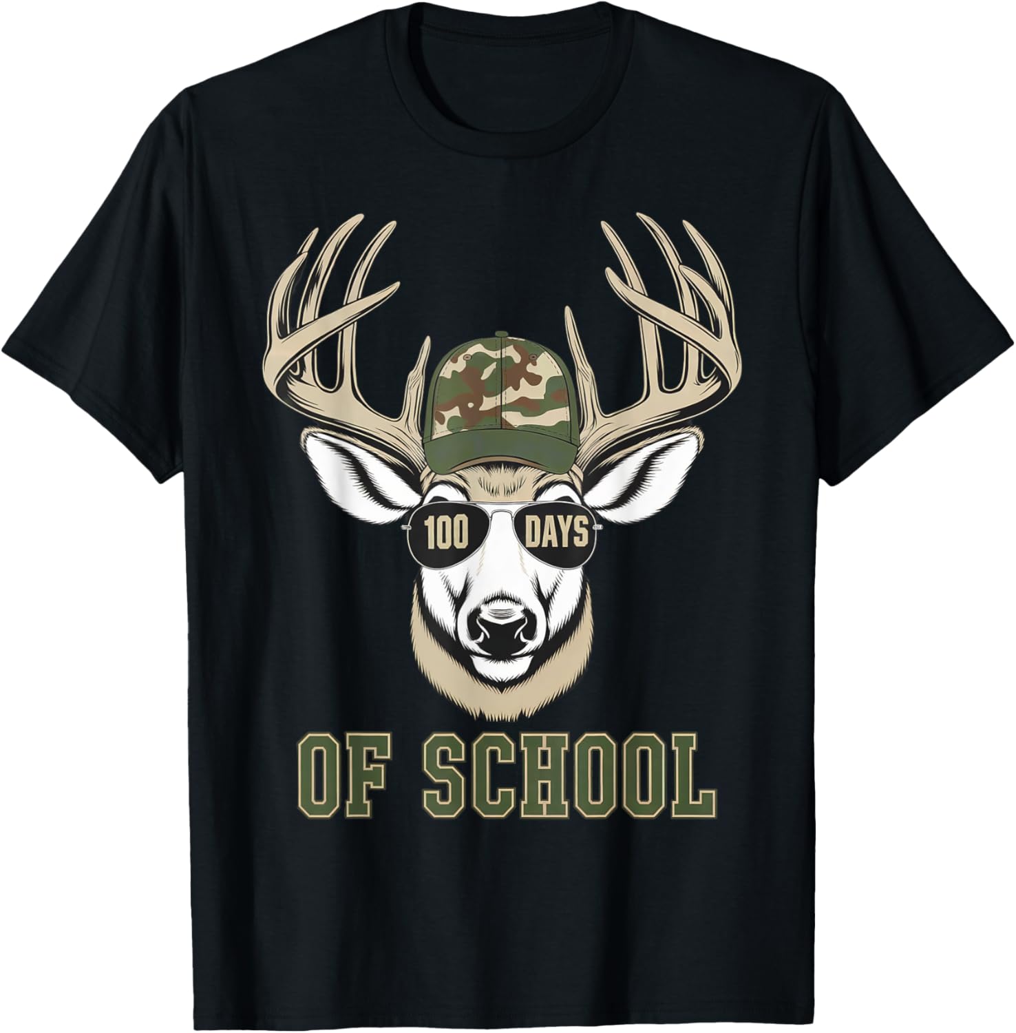 100 Days of School Deer T-Shirt for Kids Boys Girls Fun Celebration Outfit - 1