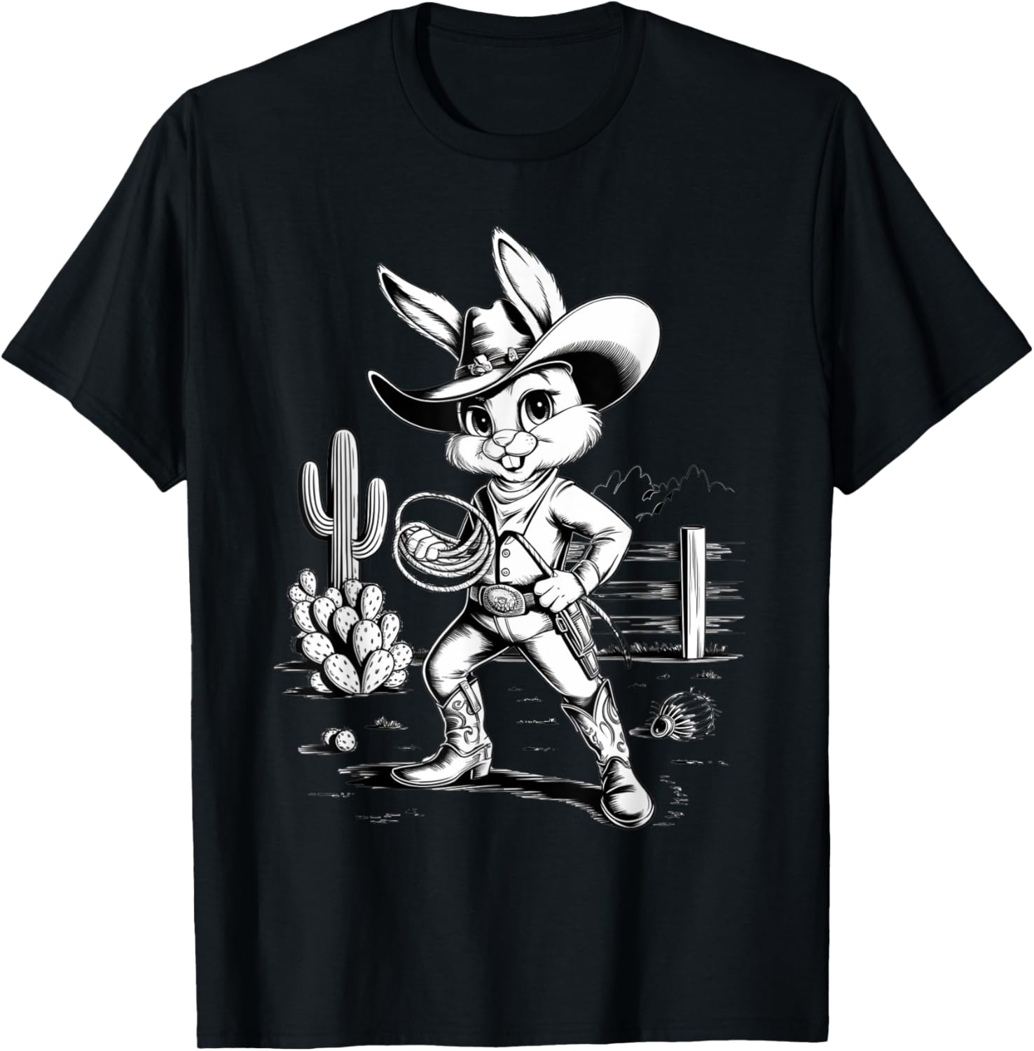 Cowboy Bunny Western Adventure T-Shirt for Fun Desert Inspired Style - 10