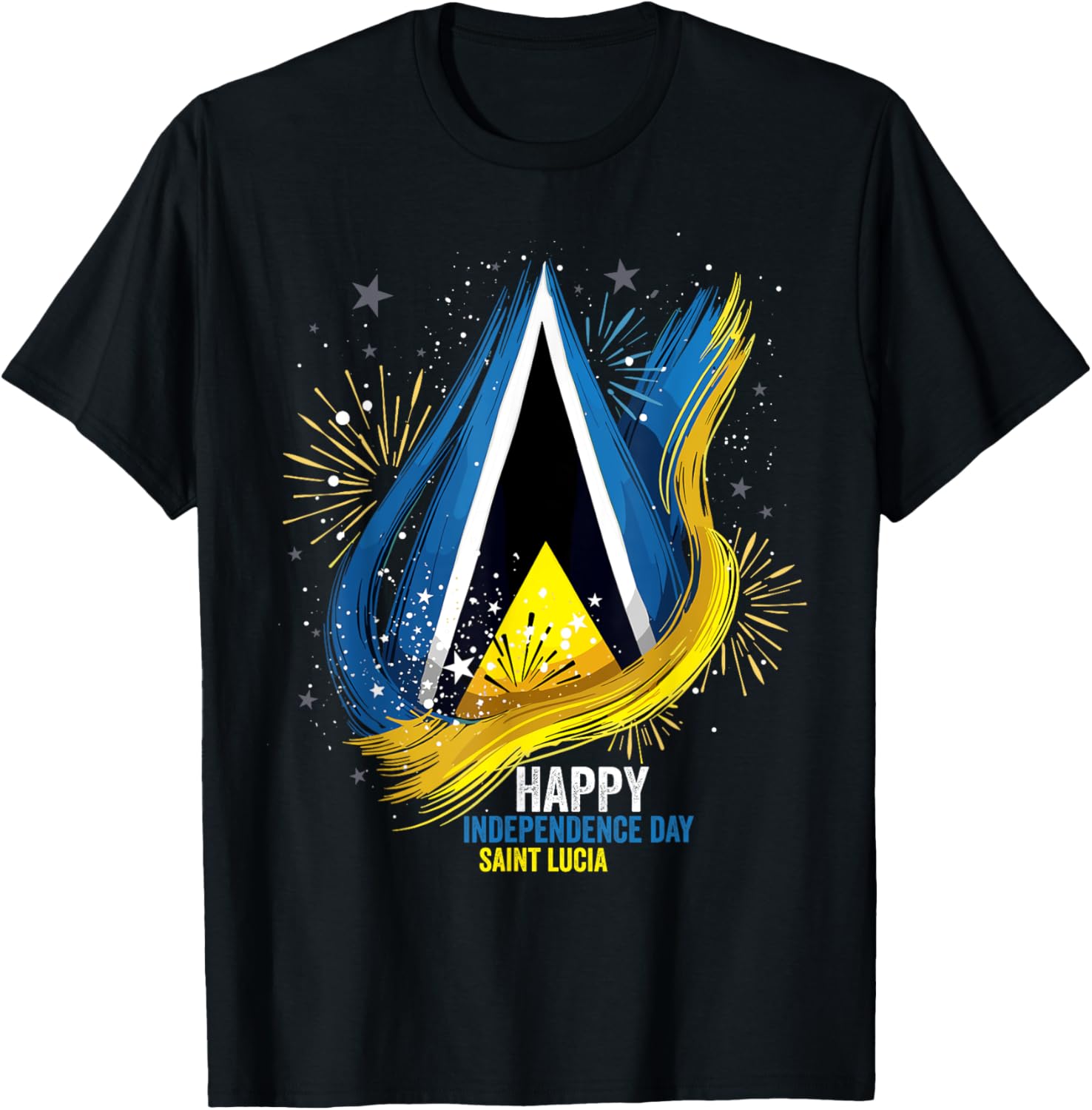 Happy Independence Day Saint Lucia Flag Men's T-Shirt for Celebration - 1