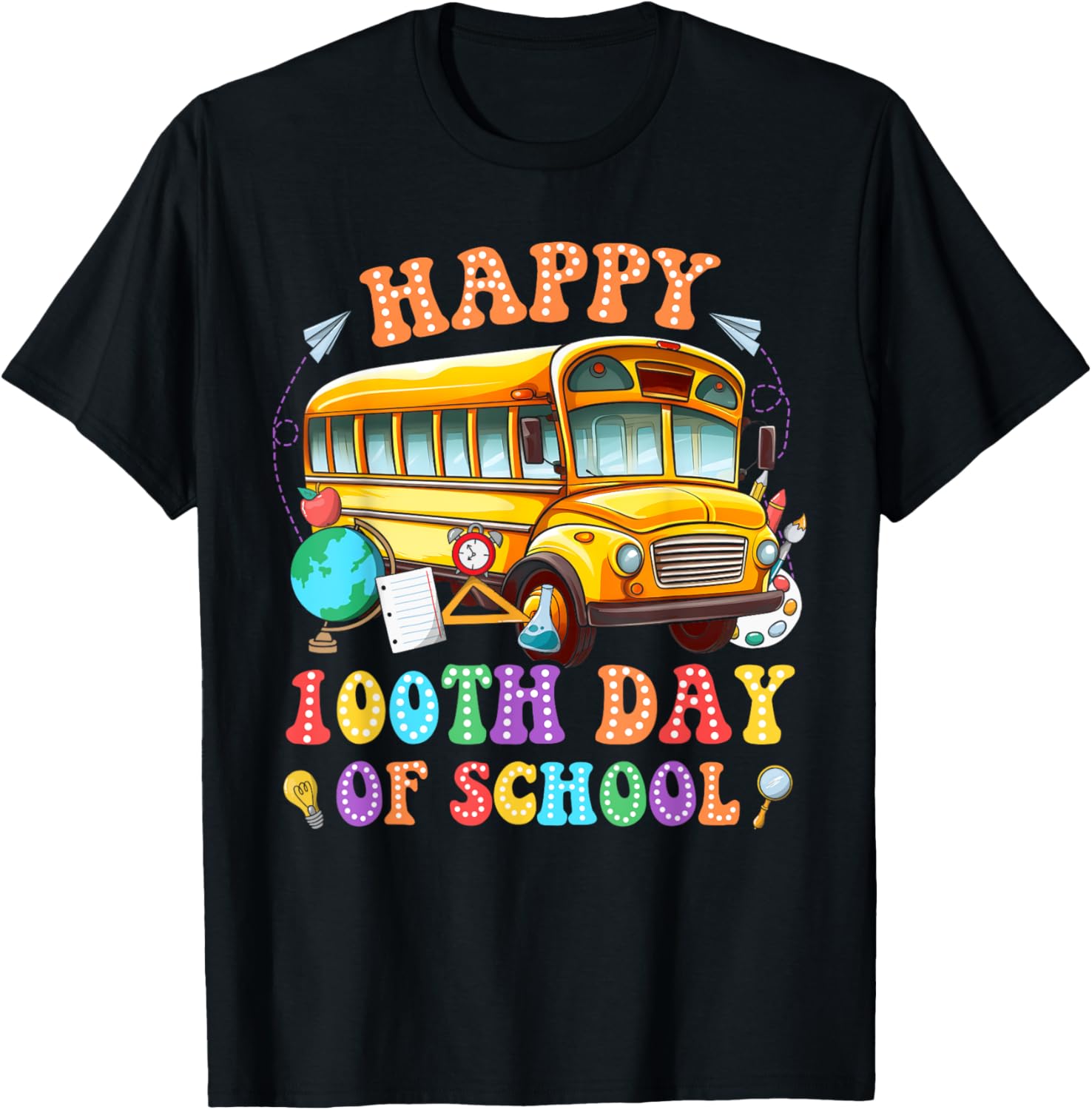 Happy 100th Day School Bus Driver Kids T-Shirt Fun School Celebration - 10