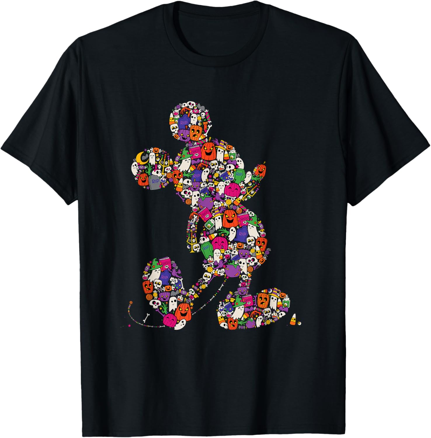Cute Mickey Mouse Halloween T-Shirt Spooky Silhouette for Kids and Adults - 2
