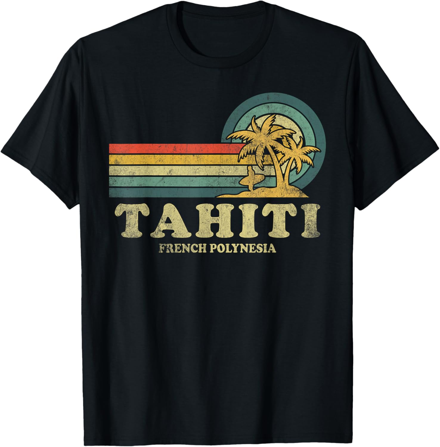 Tahiti Beach Vintage Palm Tree T-Shirt for Relaxed Island Vibes - 1