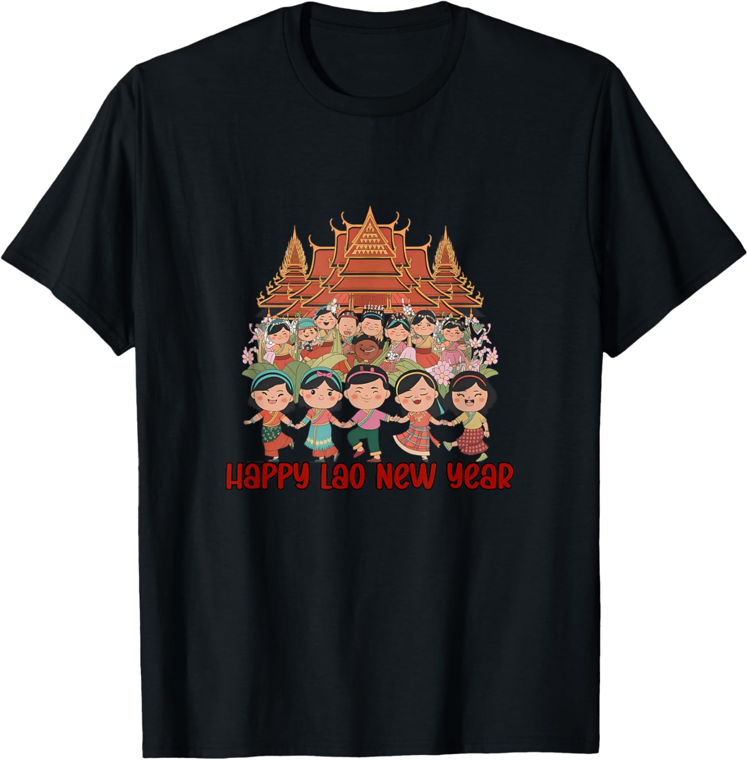 Laos Happy Lao New Year Temple T-Shirt for Celebrating Pi Mai Festival - 6