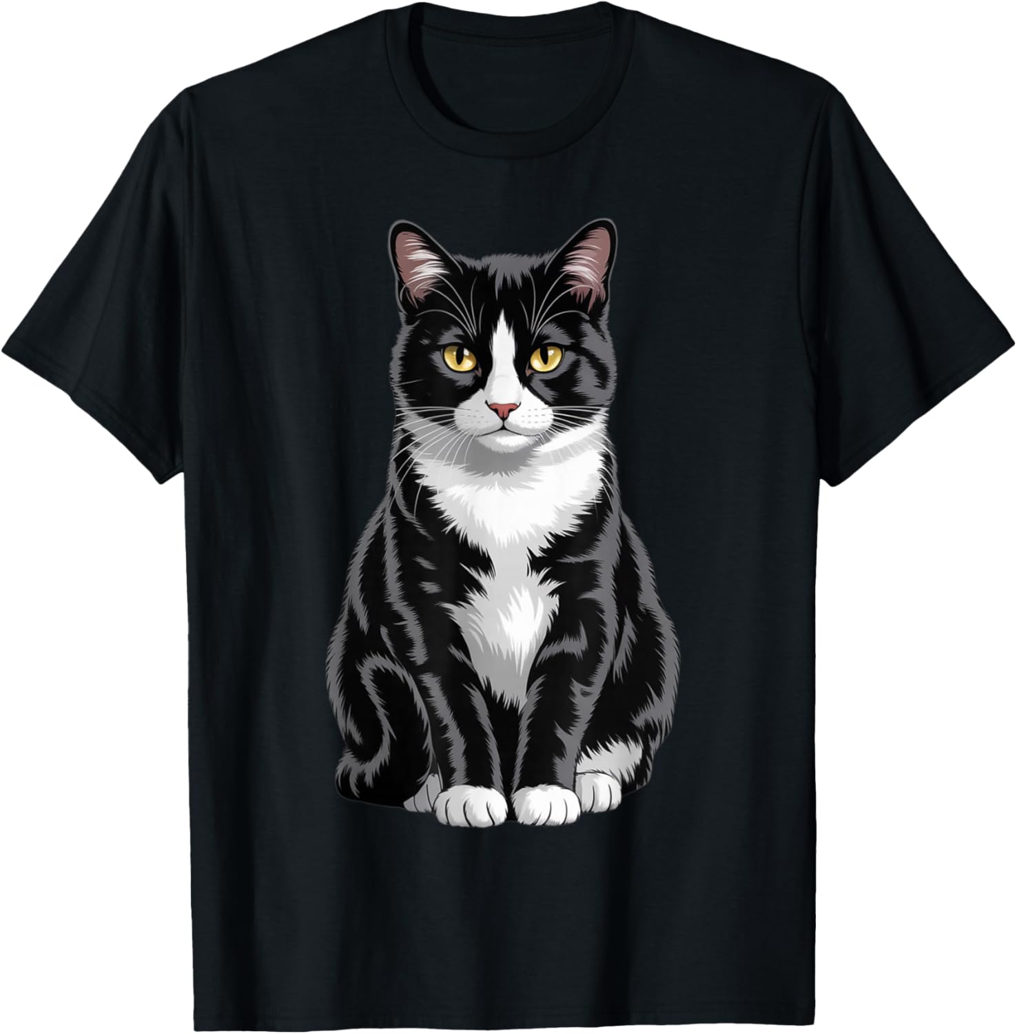 Majestic Tuxedo Cat Art T-Shirt for Cat Lovers - Unisex Kids and Adults - 1