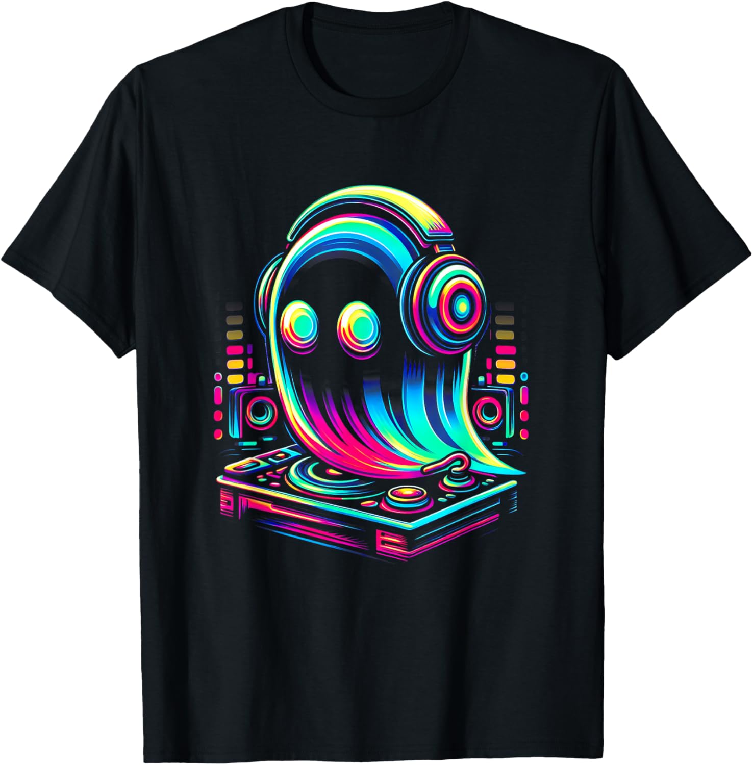 Ghost Optical EDM Rave DJ T-Shirt for House Music Festival Fans - 6