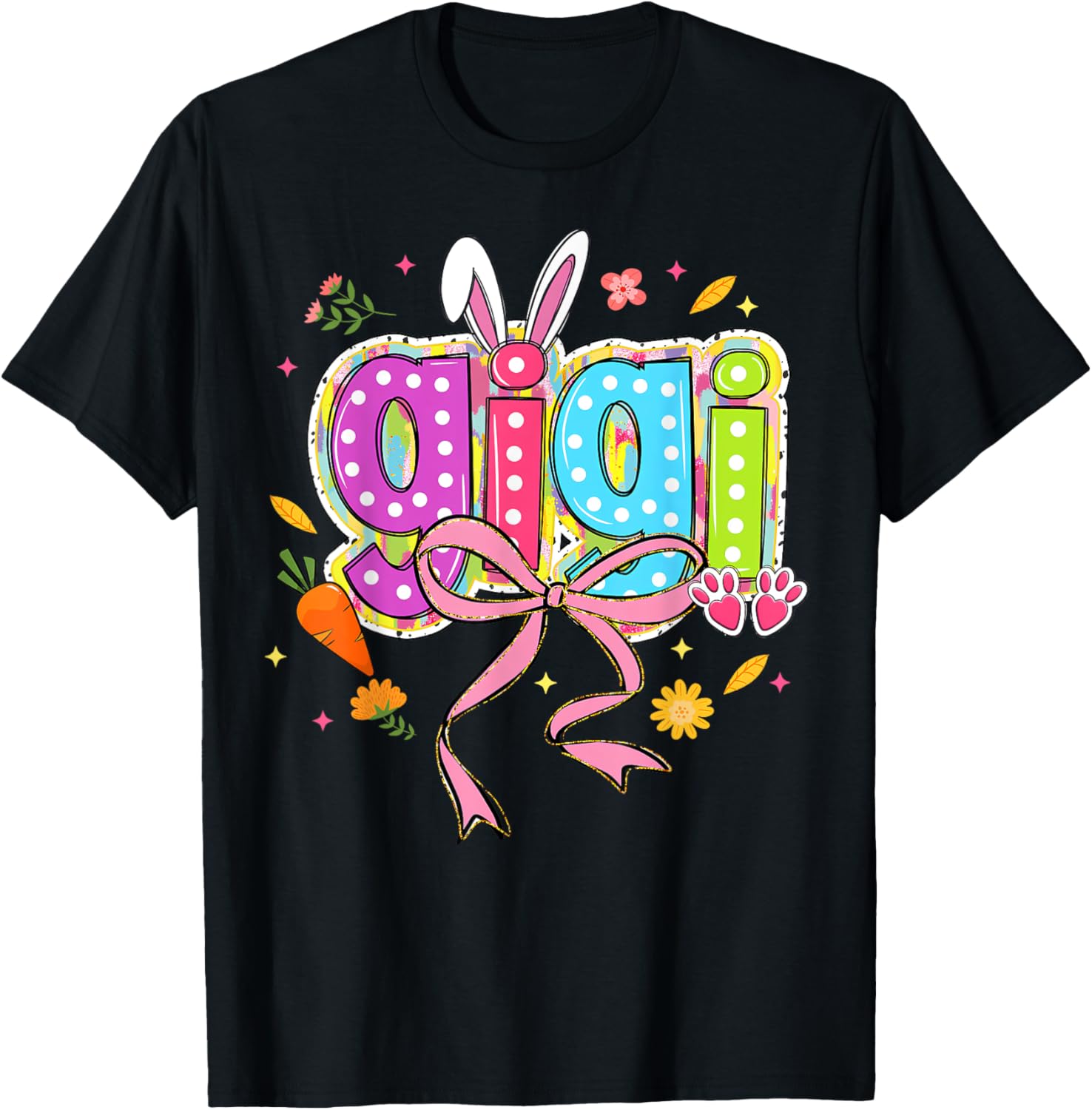 Coquette Bow Bunny Gigi Easter T-Shirt with Boho Floral Design for Family - 23