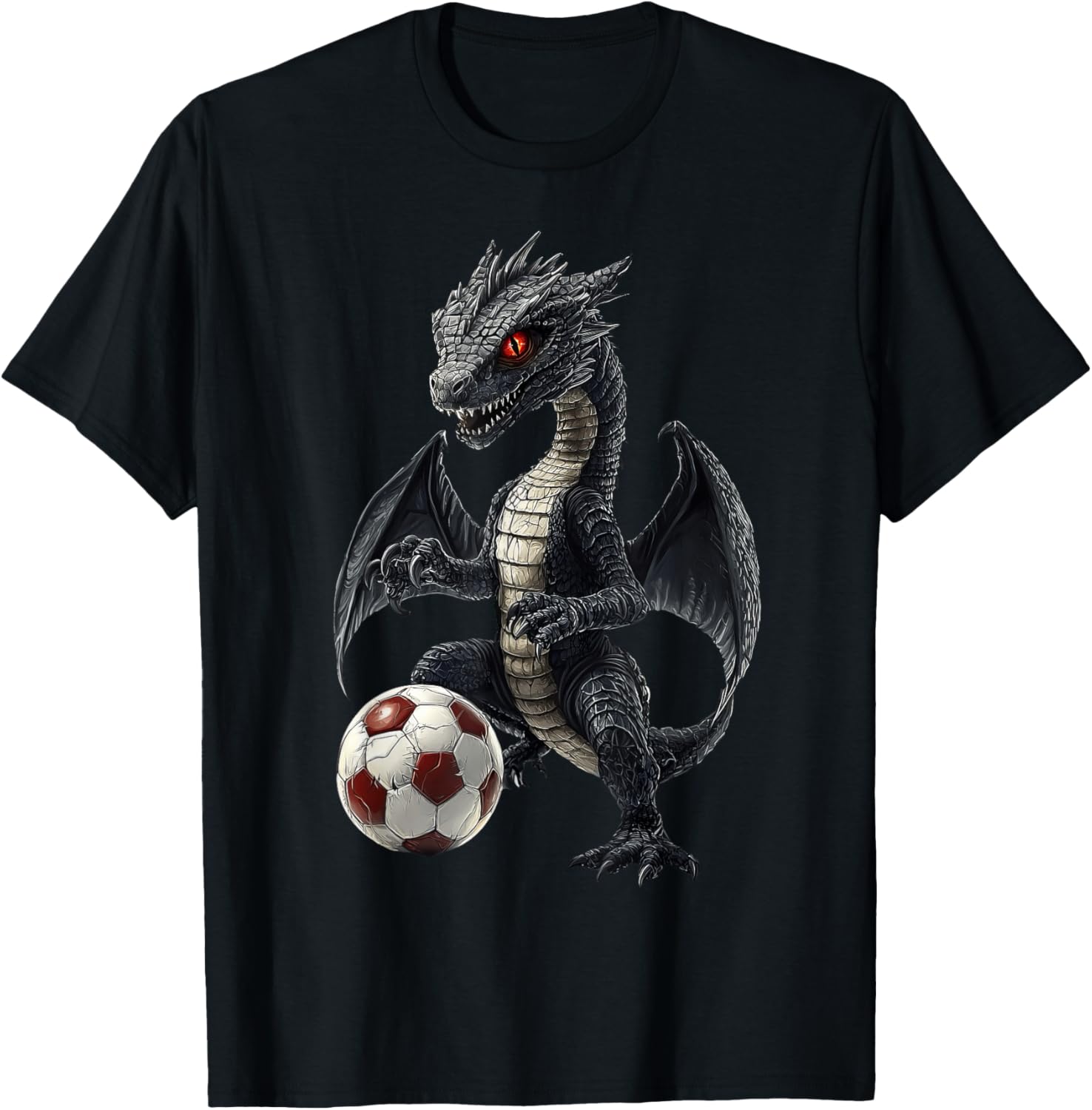 Fun Dragon Playing Soccer T-Shirt for Kids and Adults - Cute Sports Tee - 14
