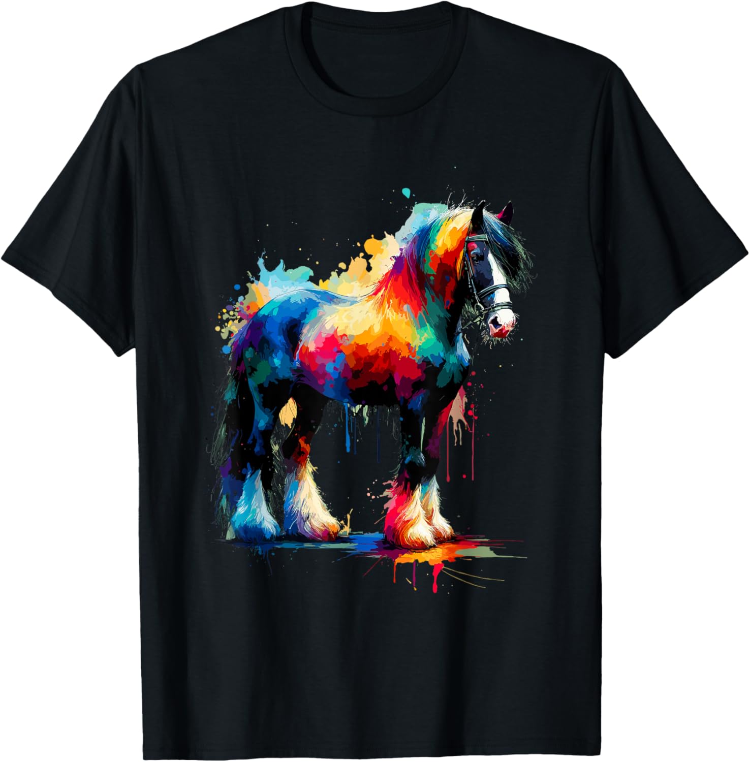 Splash Art Gypsy Vanner Horse T-Shirt for Equestrian Lovers - 27
