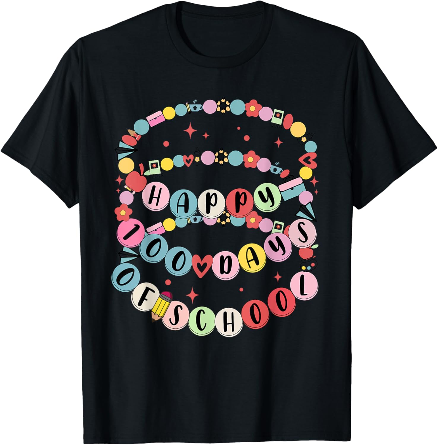 Cute Little Girl 100 Days Of School Friendship Bracelet T-Shirt - 5