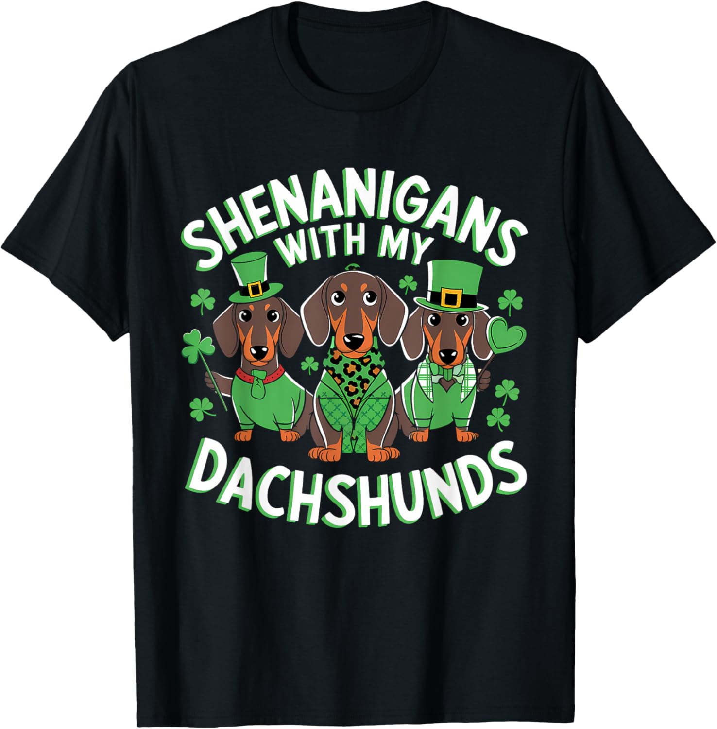 St Patrick's Day Irish Dachshund Shamrock T-Shirt for Dog Lovers - 14