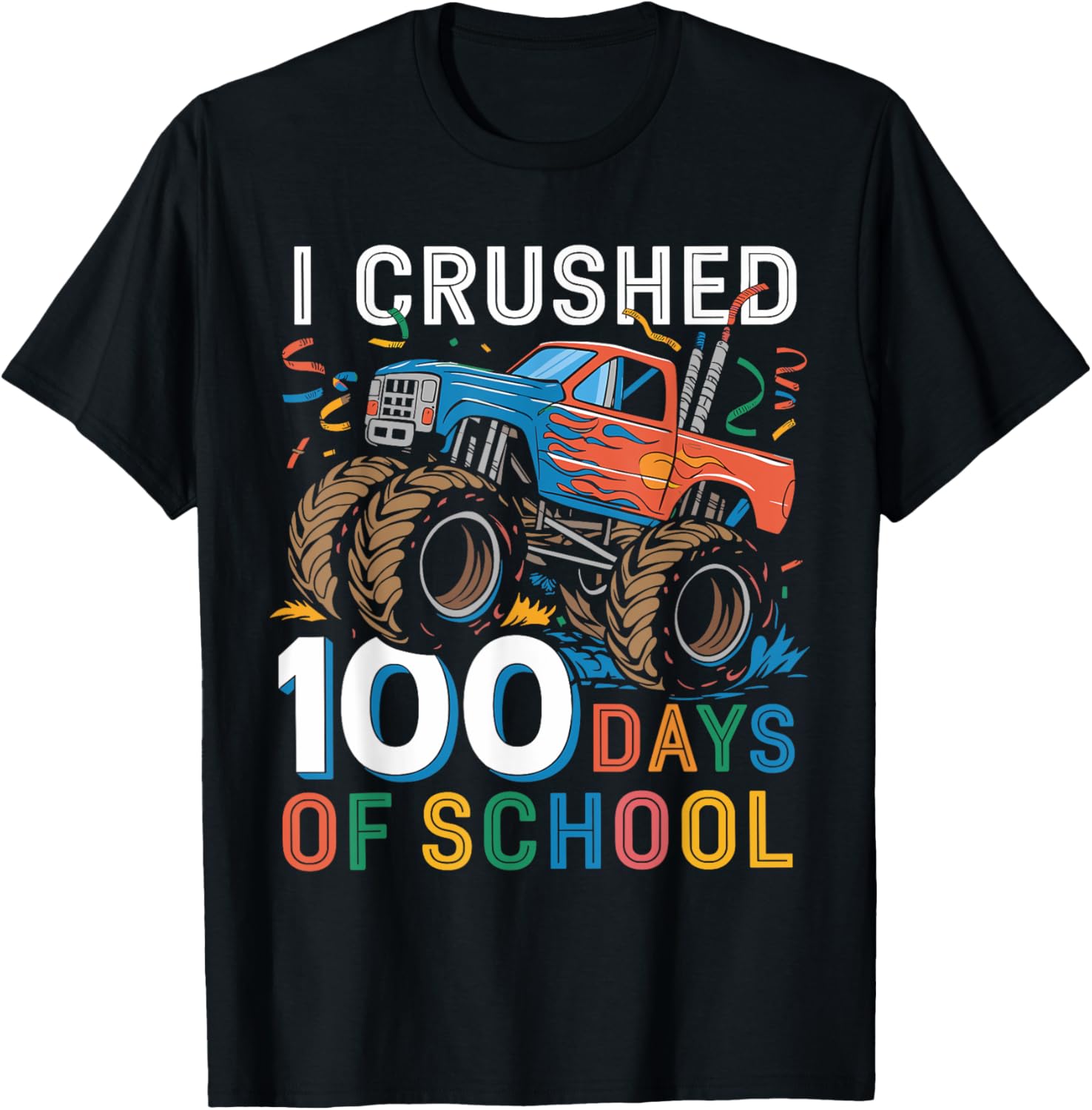 100 Days of School Monster Truck T-Shirt for Boys Fun School Spirit - 3