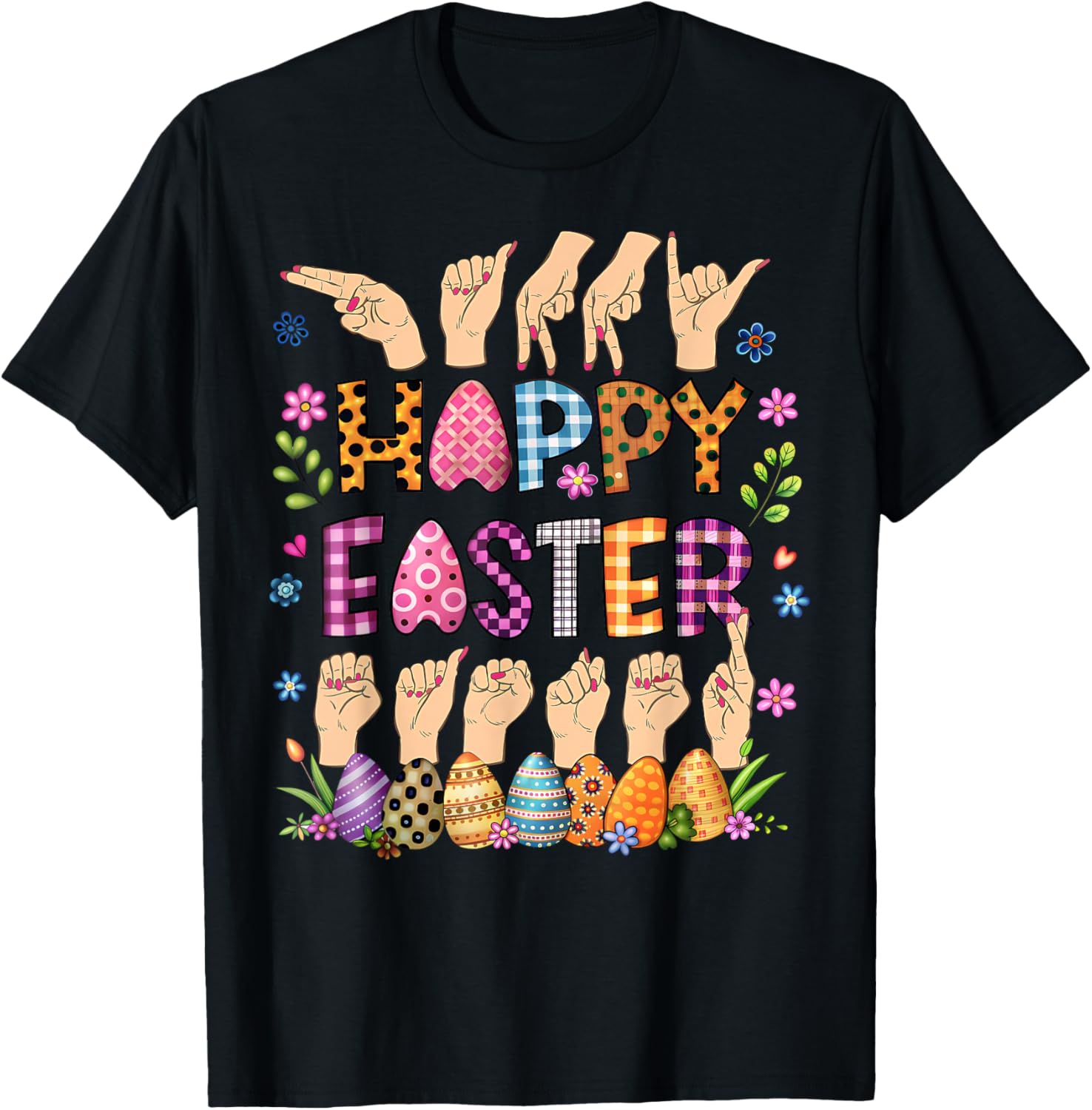 Happy Easter Eggs ASL Teacher T-Shirt for Fun Celebrations - 13