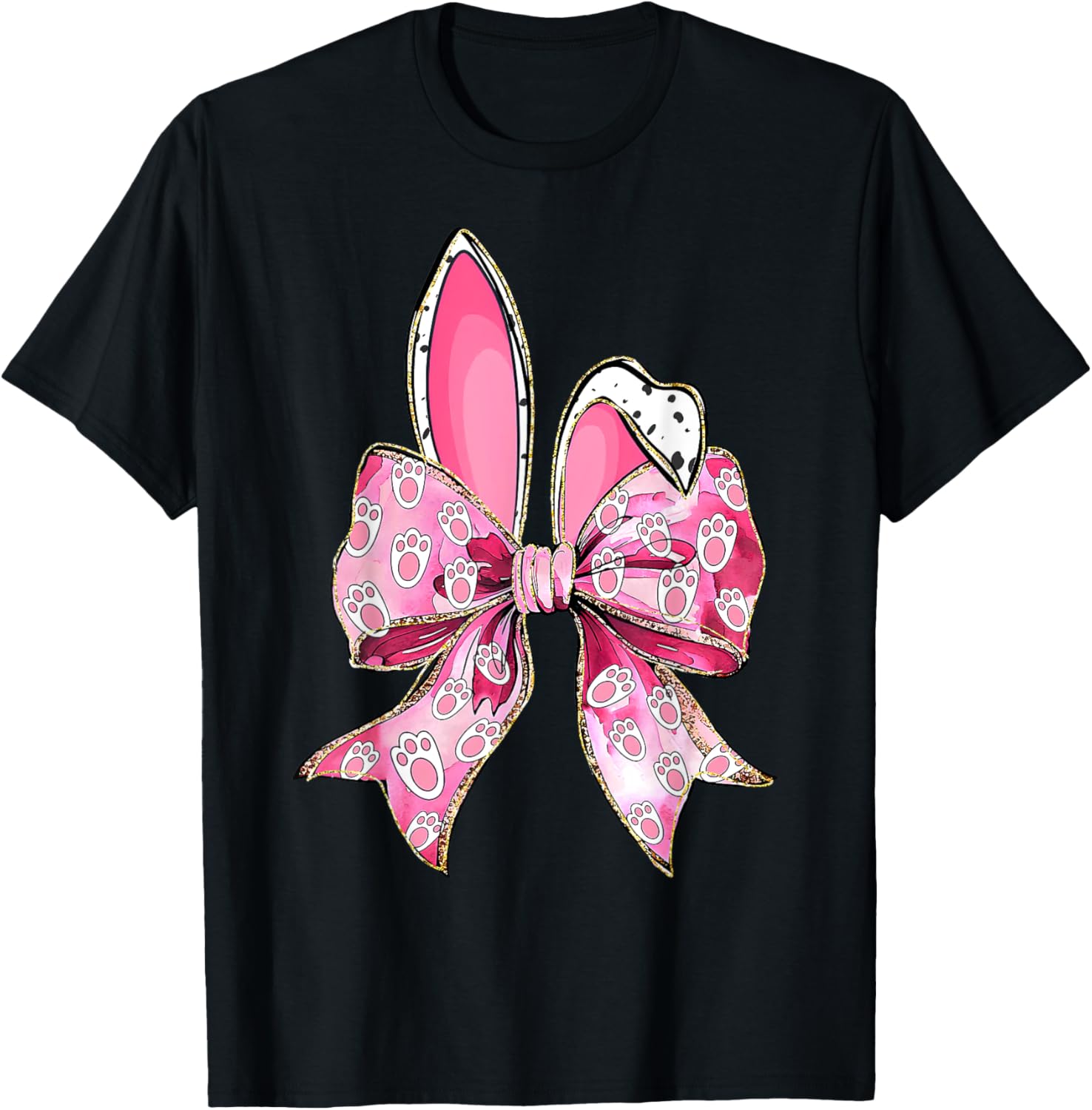 Happy Easter Bunny Coquette Bow Ears T-Shirt for Girls and Women - 23