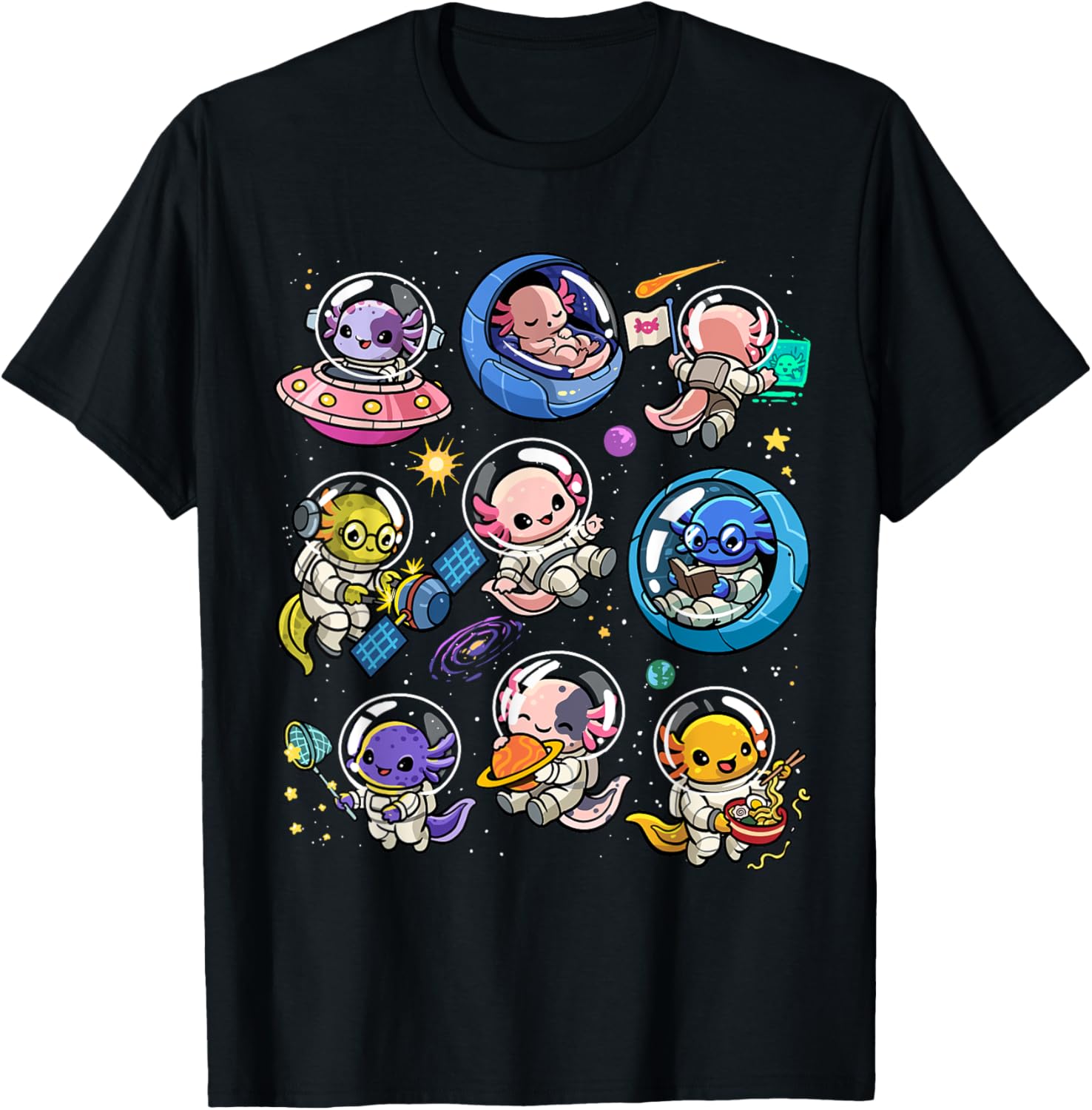Cute Galaxy Axolotl Astronaut T-Shirt for Space Lovers and Kids - 6