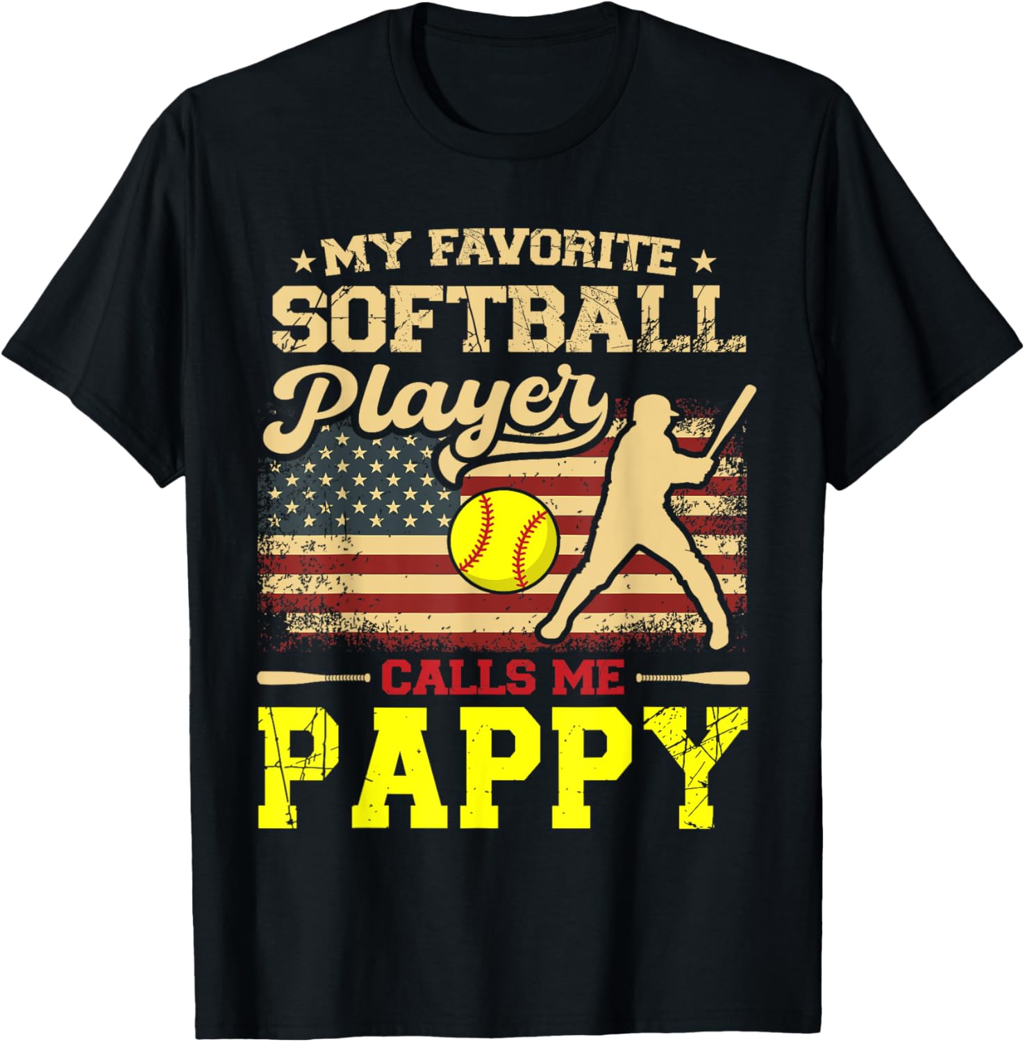 My Favorite Softball Player Calls Me Pappy US Flag T-Shirt for Fans - 10