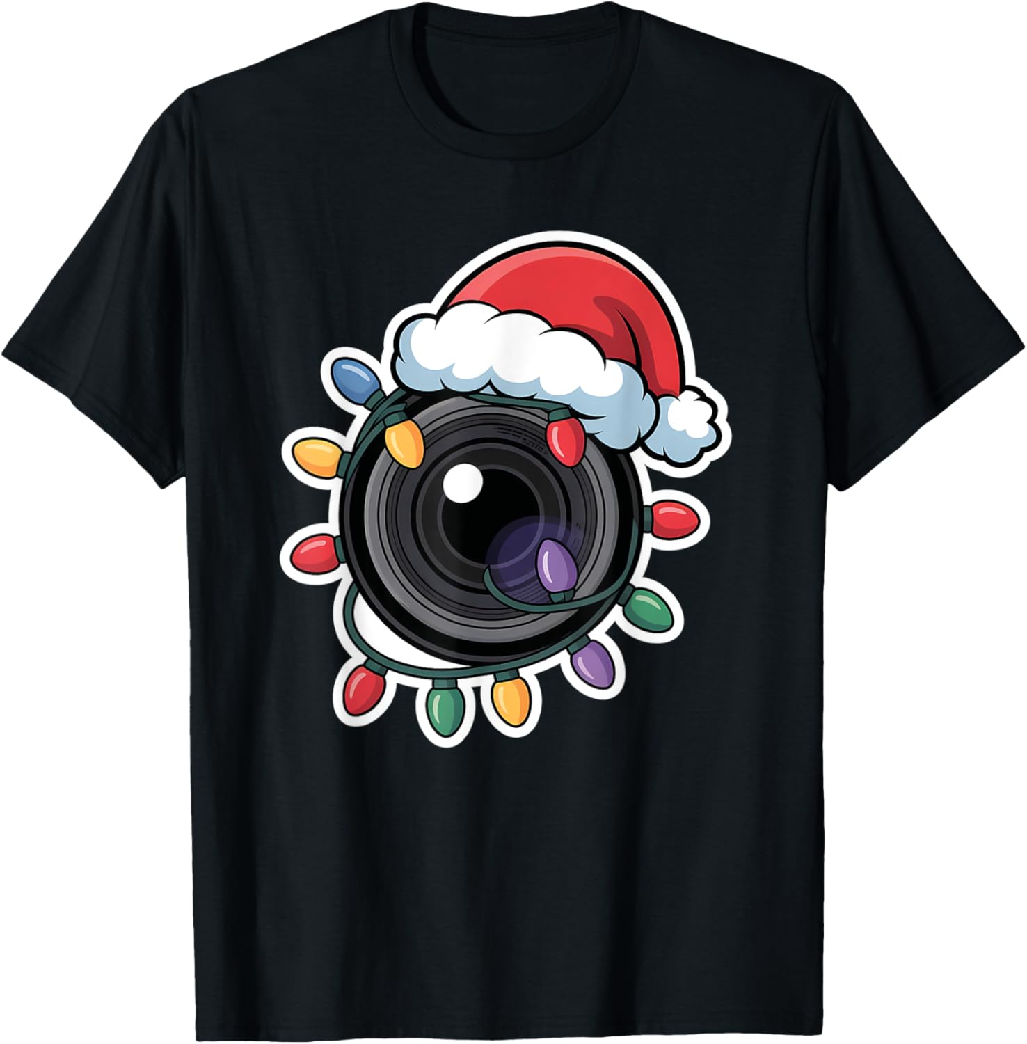 Festive Christmas Camera Lens T-Shirt for Holiday Cheer and Fun! - 5