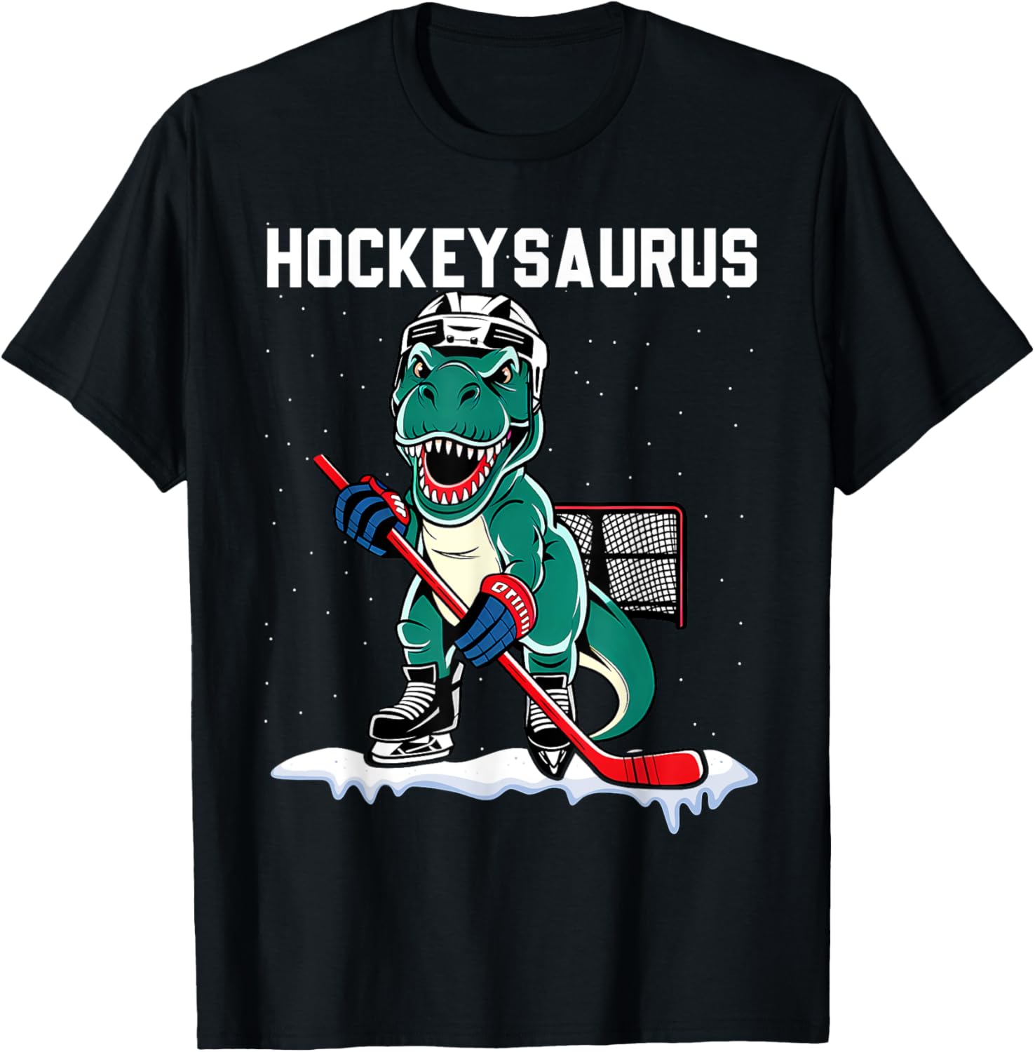 Ice Hockey Dinosaur Kids T-Shirt for Boys - Fun Hockeysaurus Design - 2