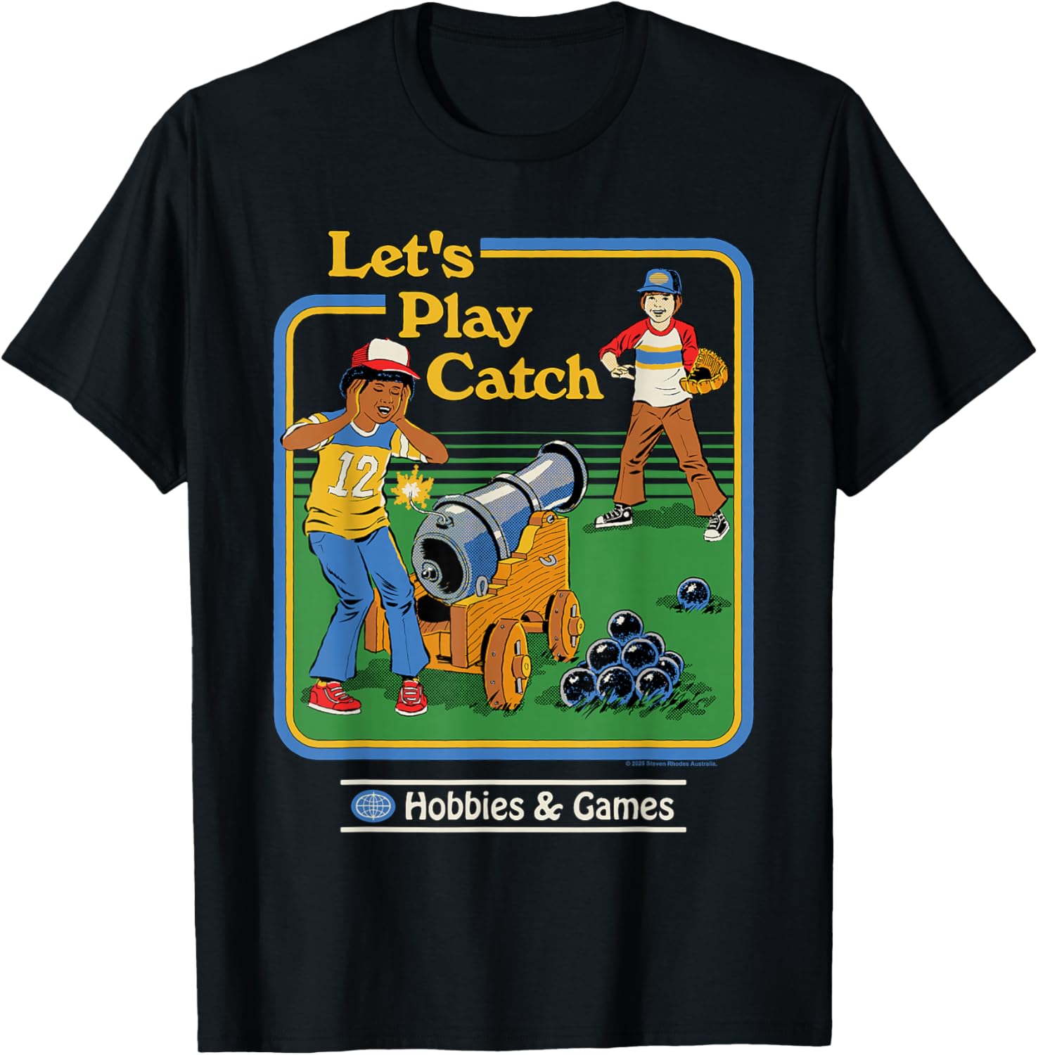 Funny Vintage Let's Play Catch Cannon T-Shirt for Adults - Retro Humor Tee - 1