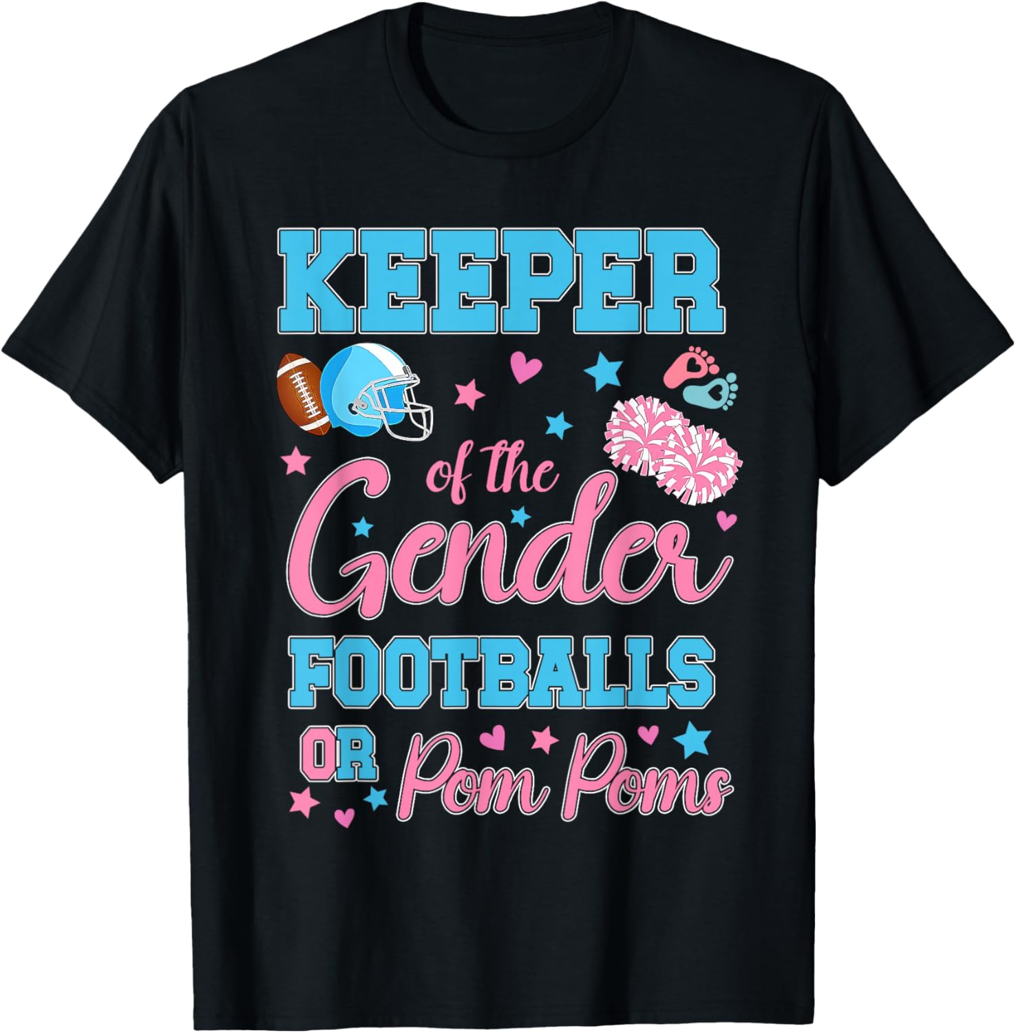 Cute Gender Reveal T-Shirt with Football or Pom Poms for Baby Party - 1