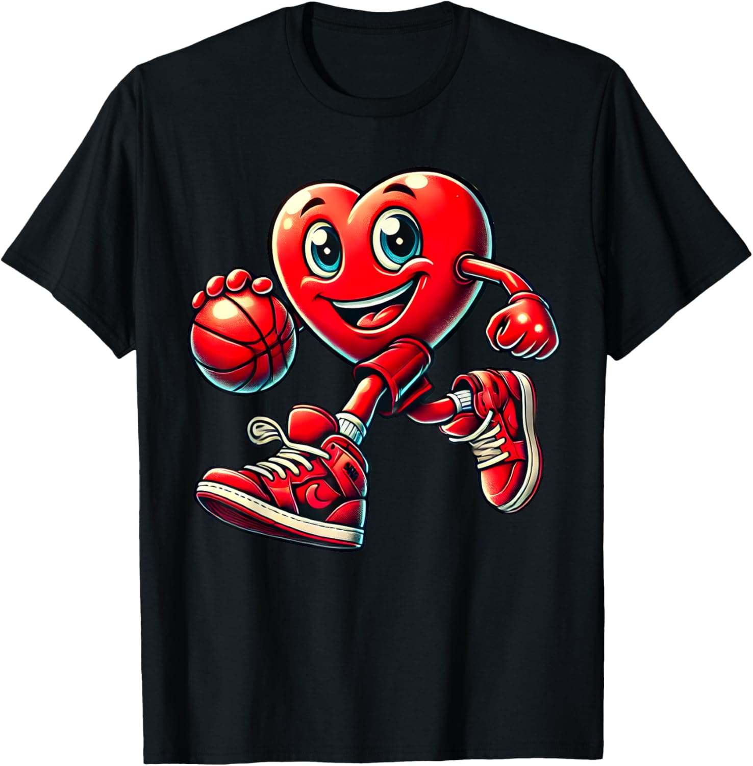 Valentine's Day Heart Basketball T-Shirt for Kids and Adults Fun Design - 16