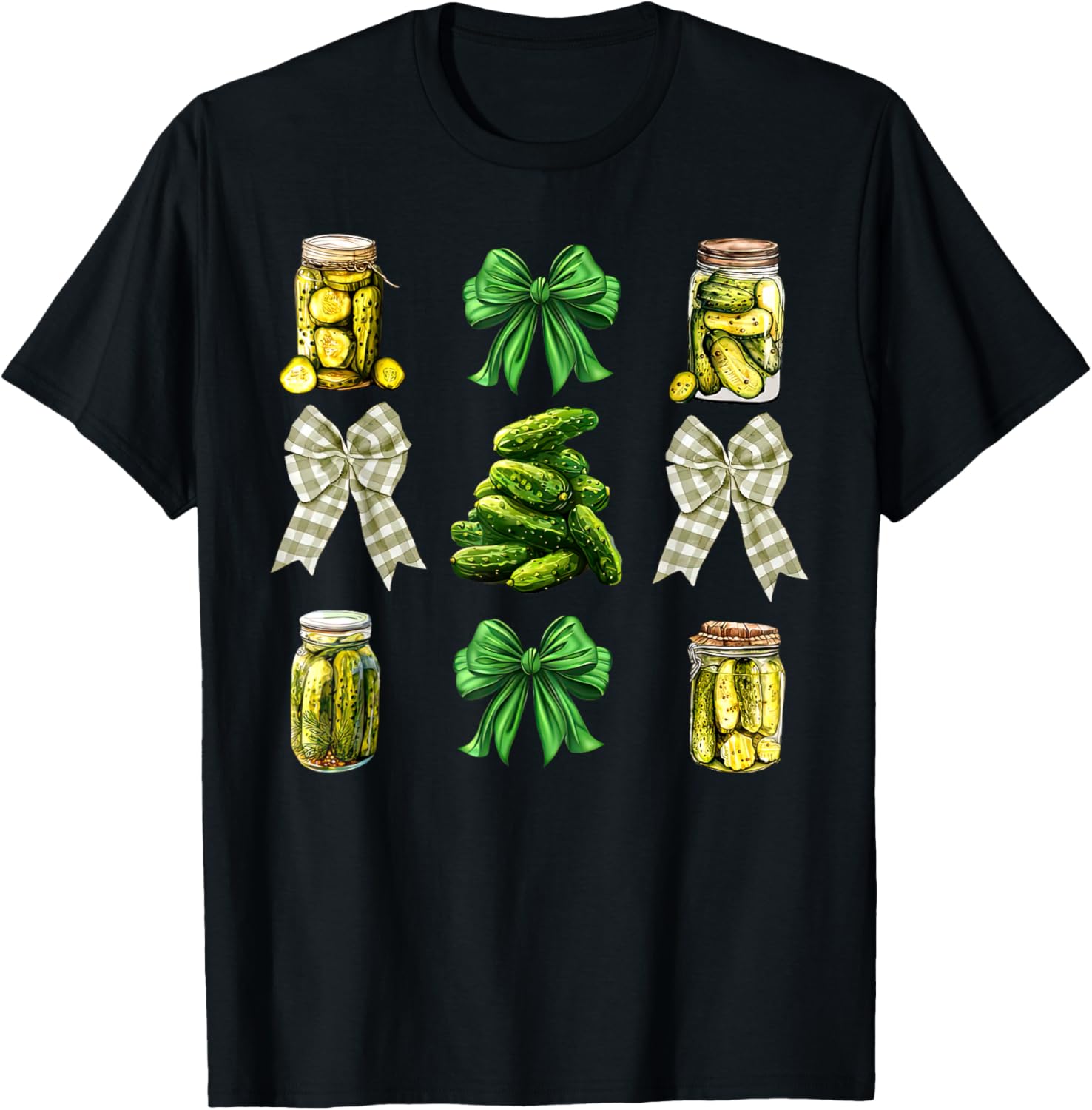 Cute Pickle Jar Coquette Bow Cucumber T-Shirt for Garden Lovers - 8