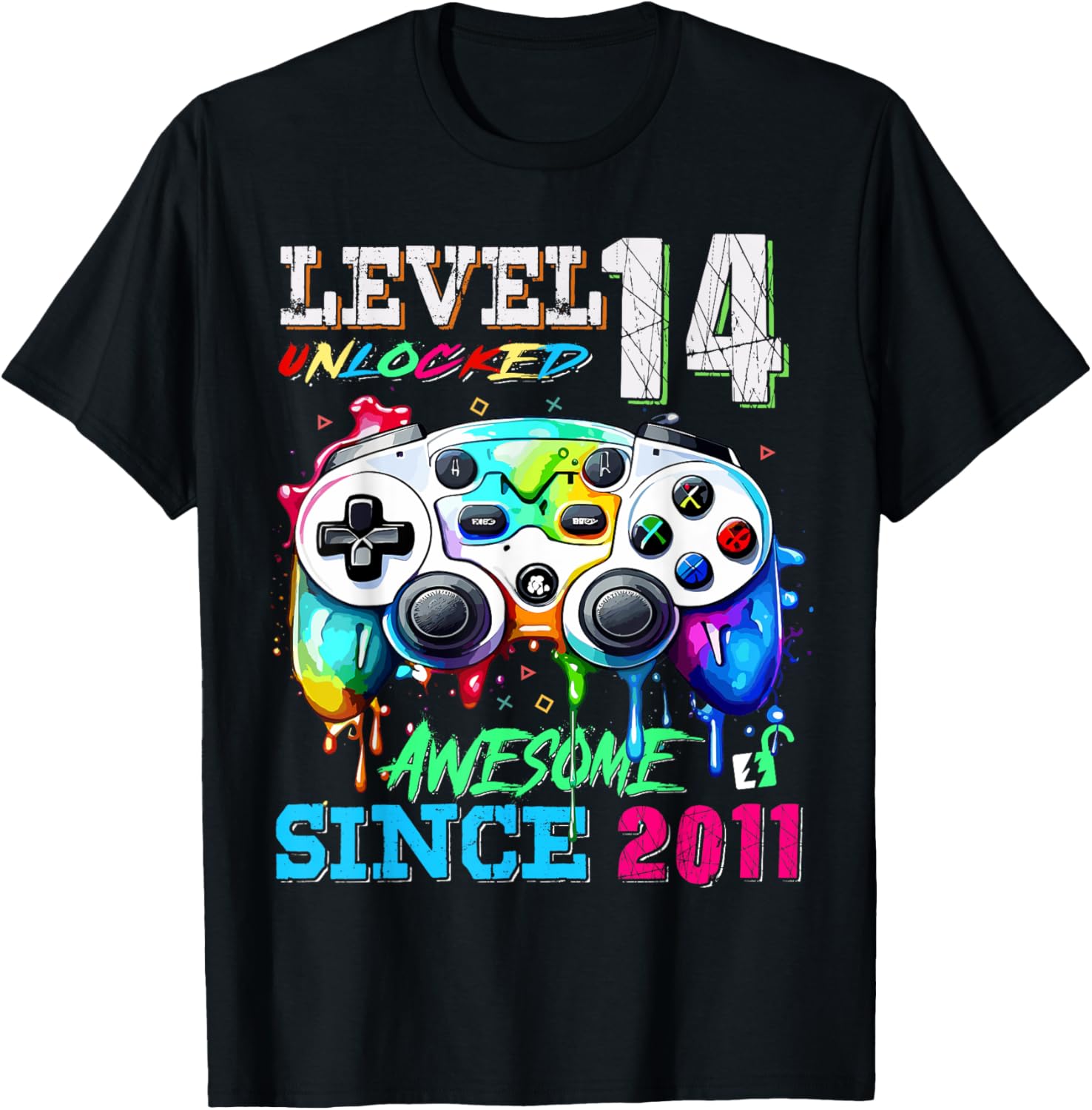 14th Birthday Boy T-Shirt Level 14 Unlocked Awesome Since 2011 - 6