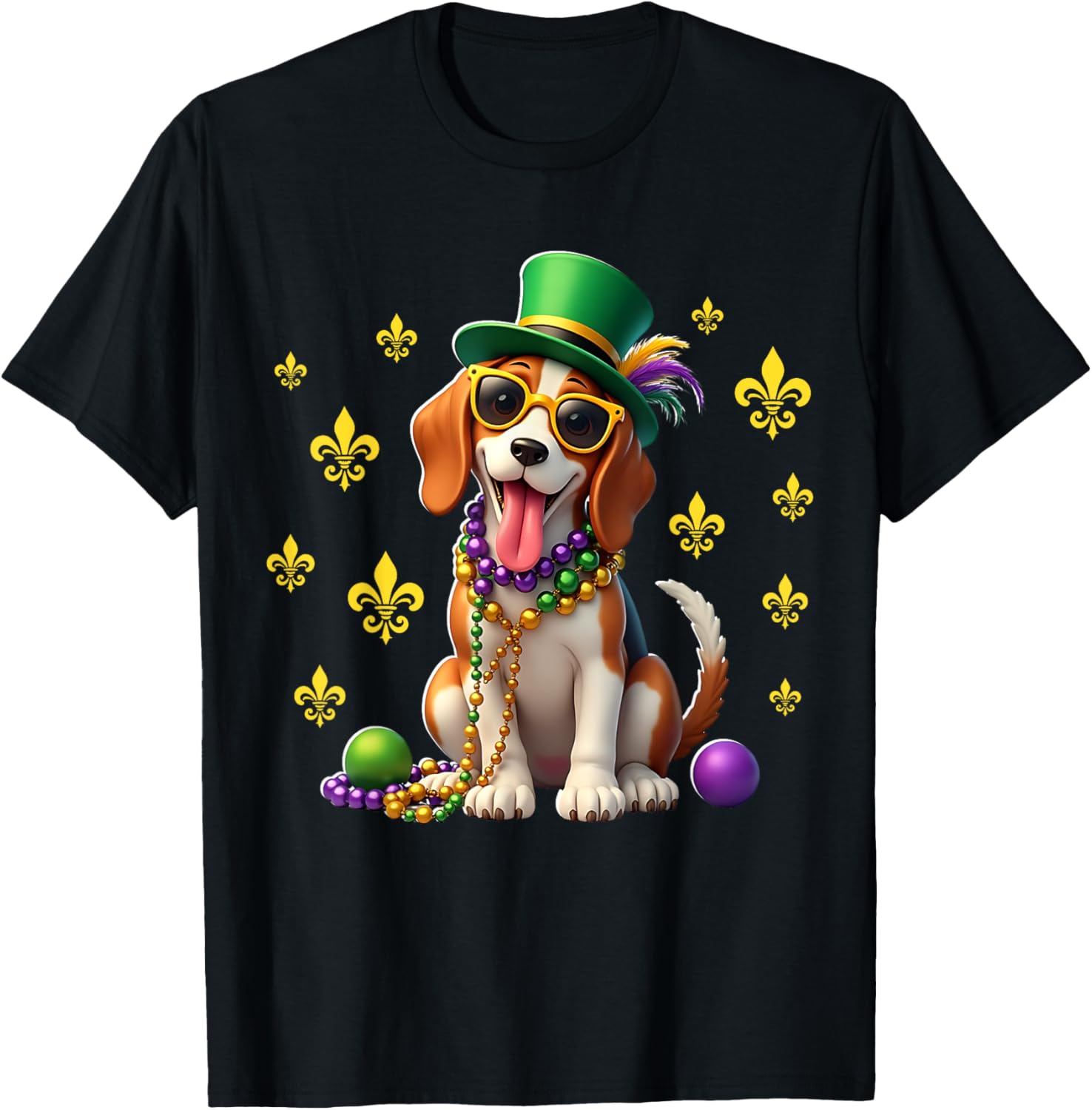Beagle Mardi Gras Costume T-Shirt for Carnival Fun and Festivities - 28