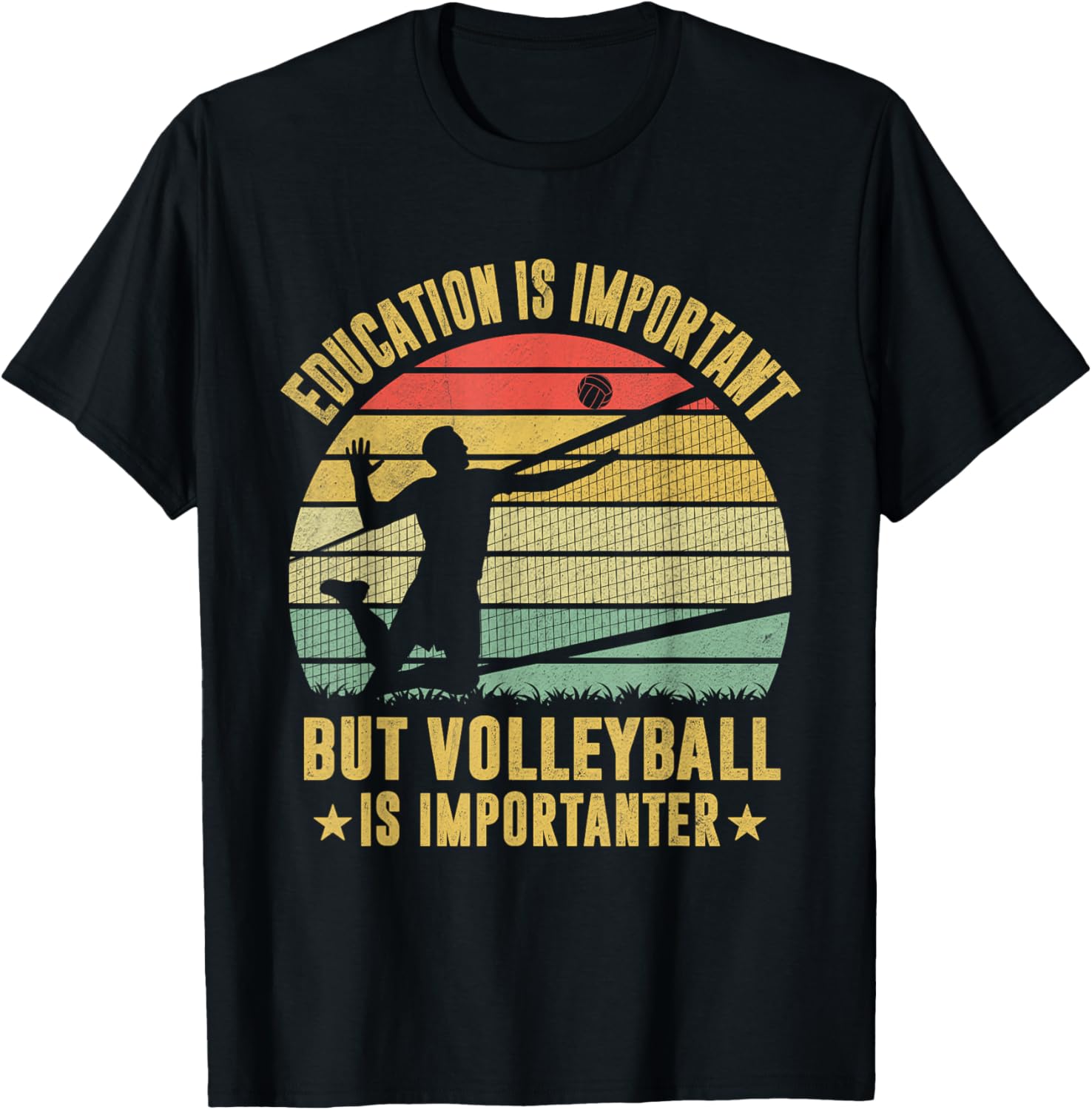 Retro Volleyball T-Shirt Education Is Important But Volleyball Is Importanter - 18