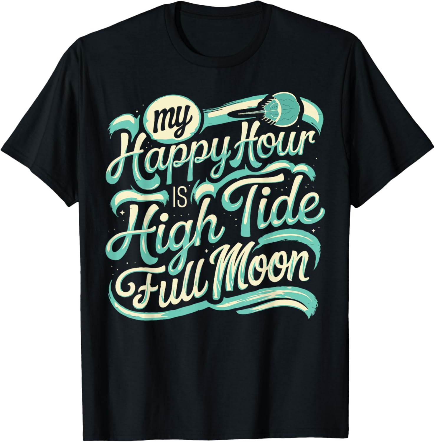Horseshoe Crab Full Moon High Tide T-Shirt for Sea Life Lovers - 1