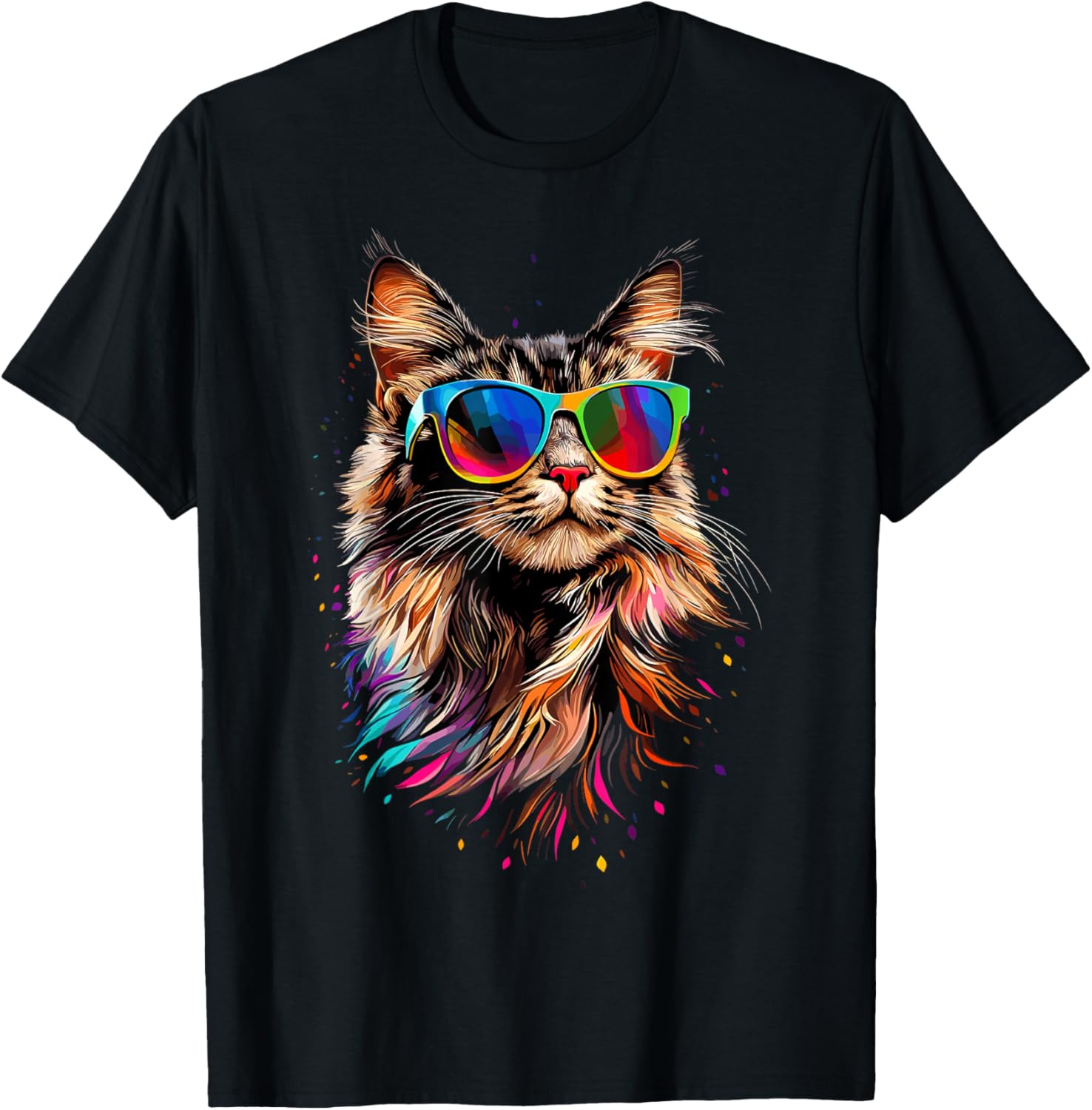 Cute Maine Coon Cat Sunglasses T-Shirt for Cat Lovers - Fun Apparel - 19