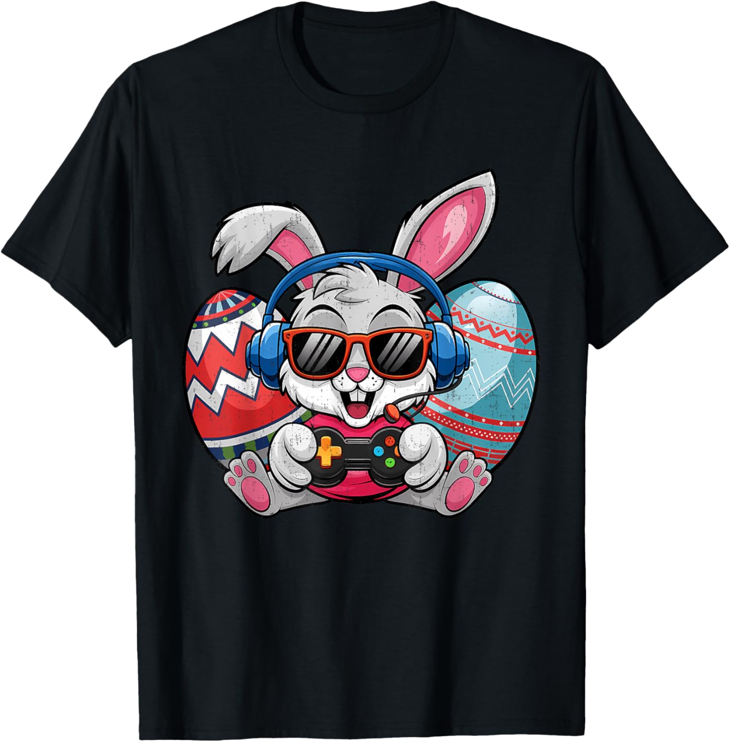 Cute Easter Bunny Playing Video Game Kids T-Shirt for Boys - 15