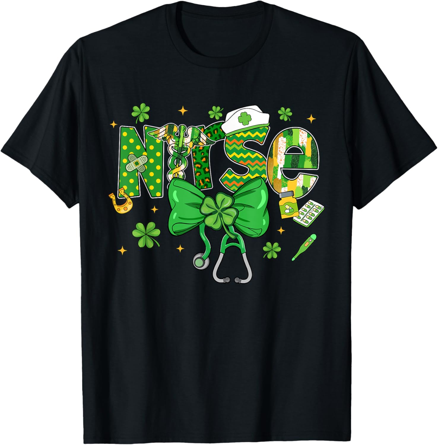 Irish Nurse Stethoscope St Patrick's Day T-Shirt for Healthcare Heroes - 3