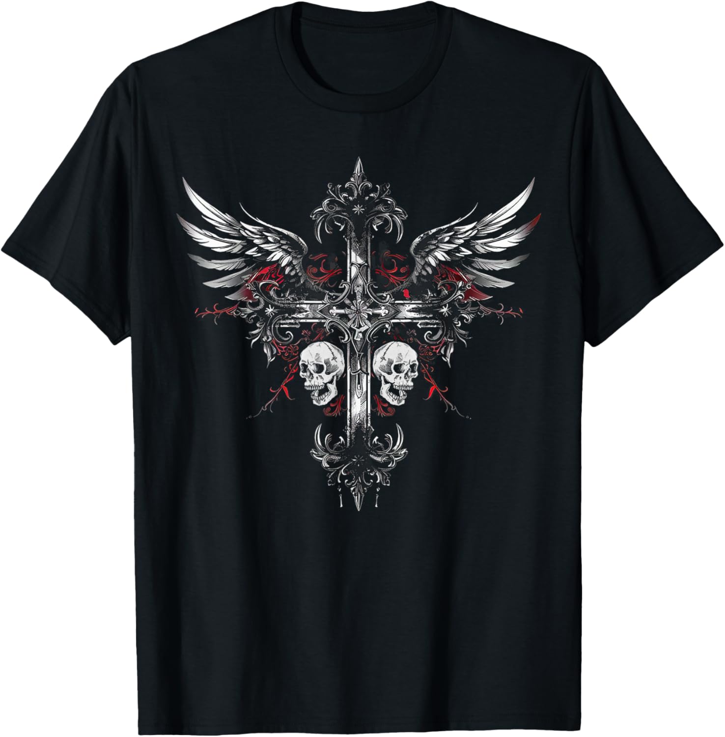 Cross Wing Y2K Gothic Grunge Aesthetic T-Shirt for Men and Women - 1