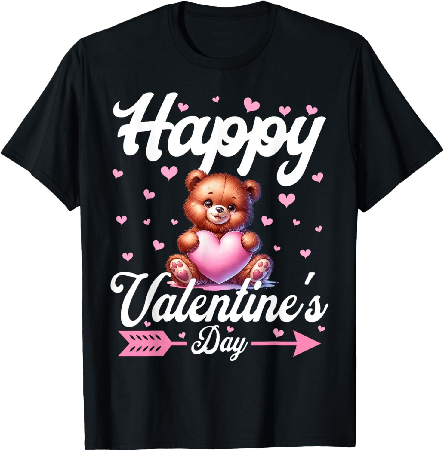 Cute Teddy Bear Holding Heart Happy Valentine's Day T-Shirt for Kids - 10