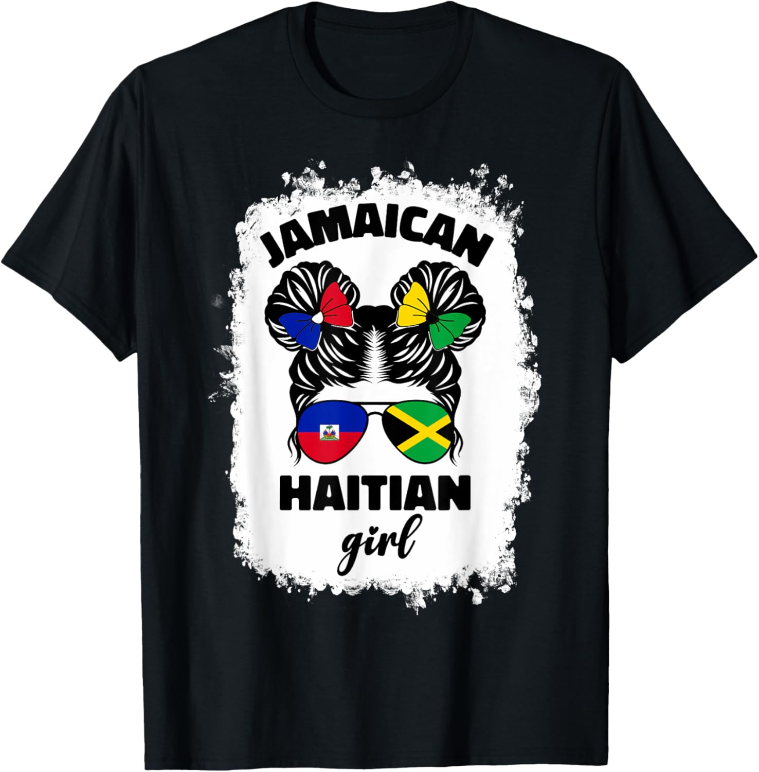 Half Jamaican Haitian Kids T-Shirt with Jamaica and Haiti Flag Design - 8