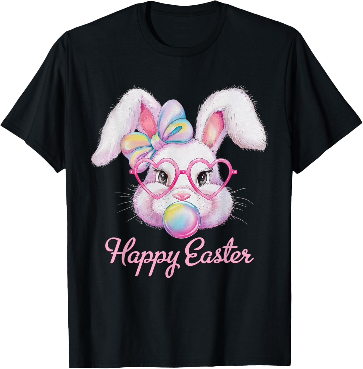 Happy Easter Cute Bunny Rabbit Face Tie Dye T-Shirt for Girls - 15