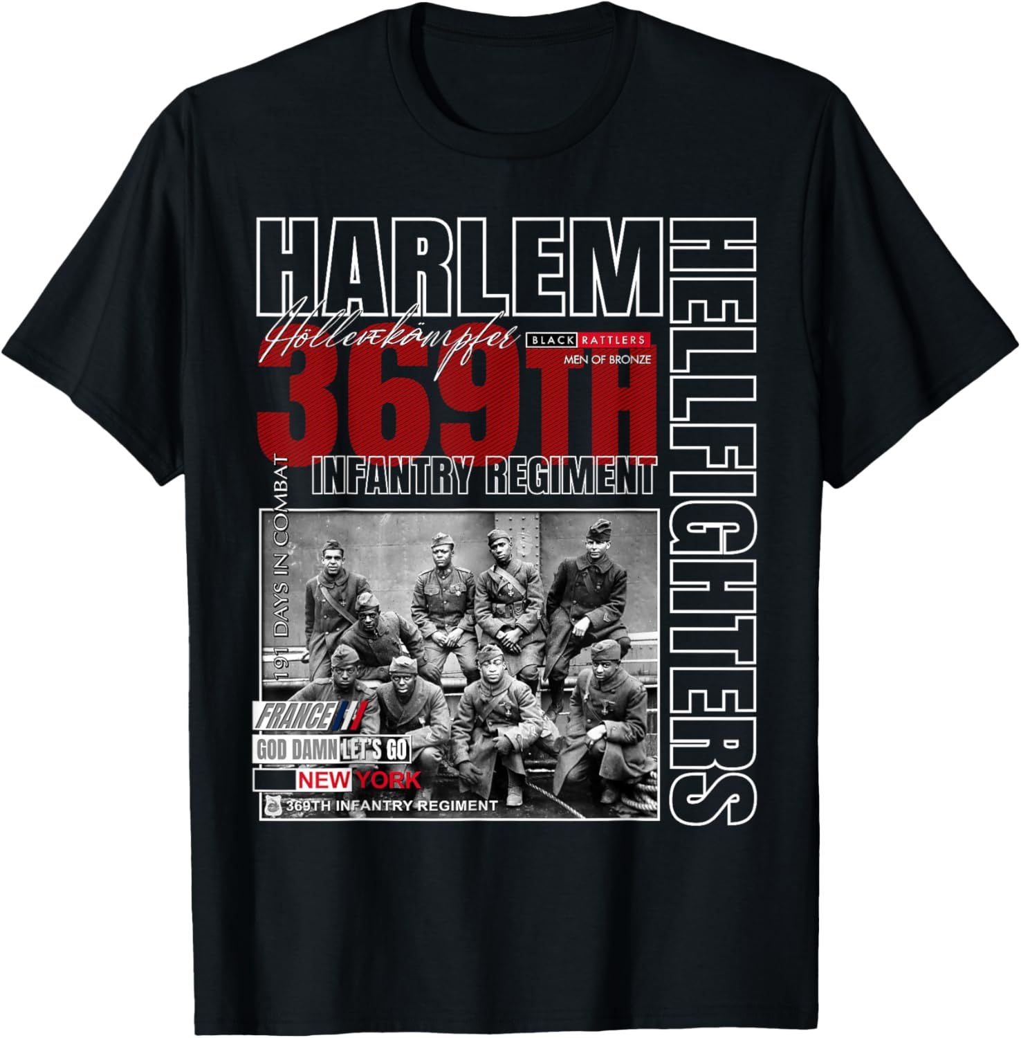 Harlem Hellfighters Tribute T-Shirt for Adults & Kids - Black Classic Fit - 5