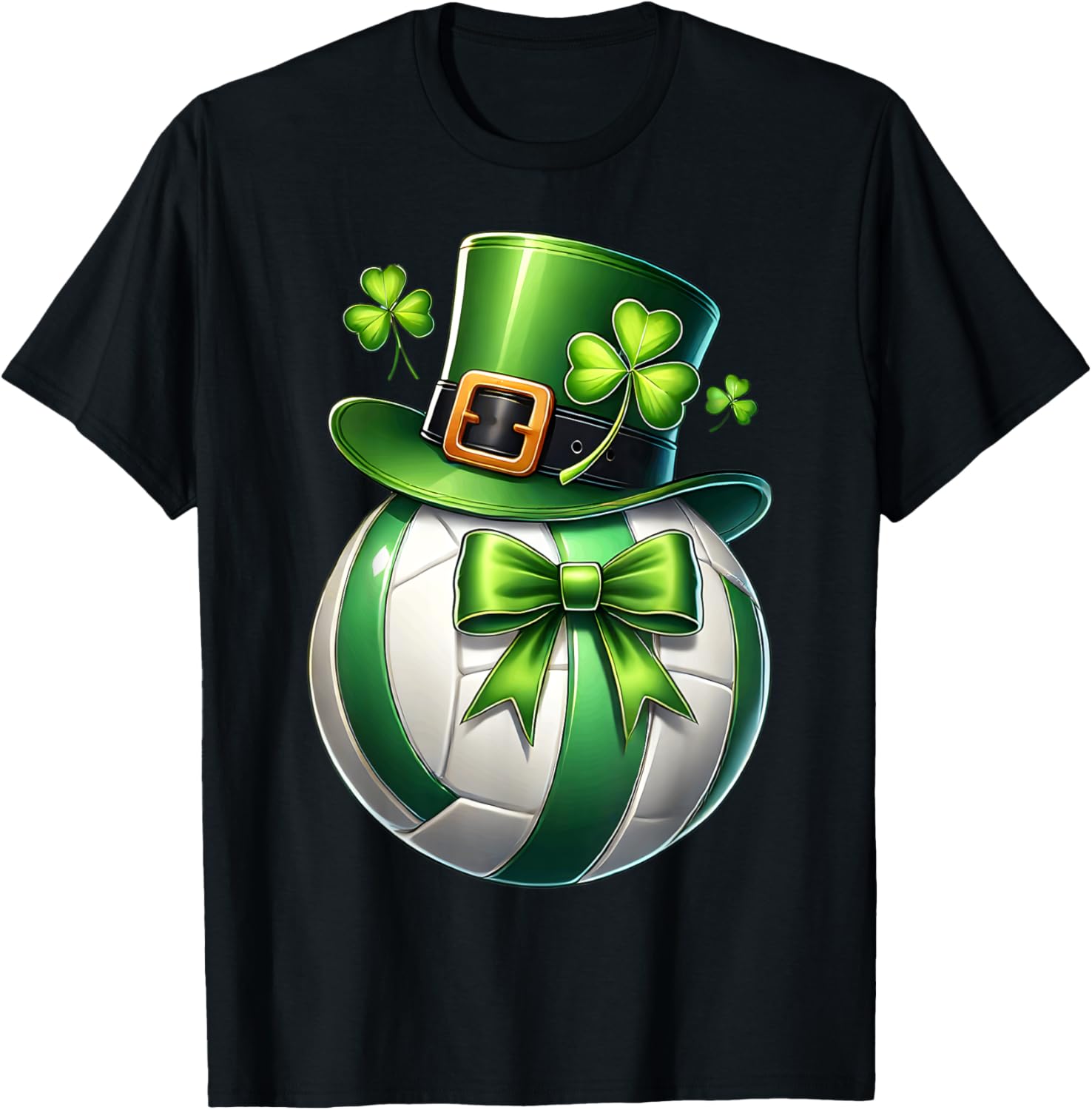 Cute St Patrick's Day Volleyball T-Shirt with Leprechaun Shamrock Design - 3