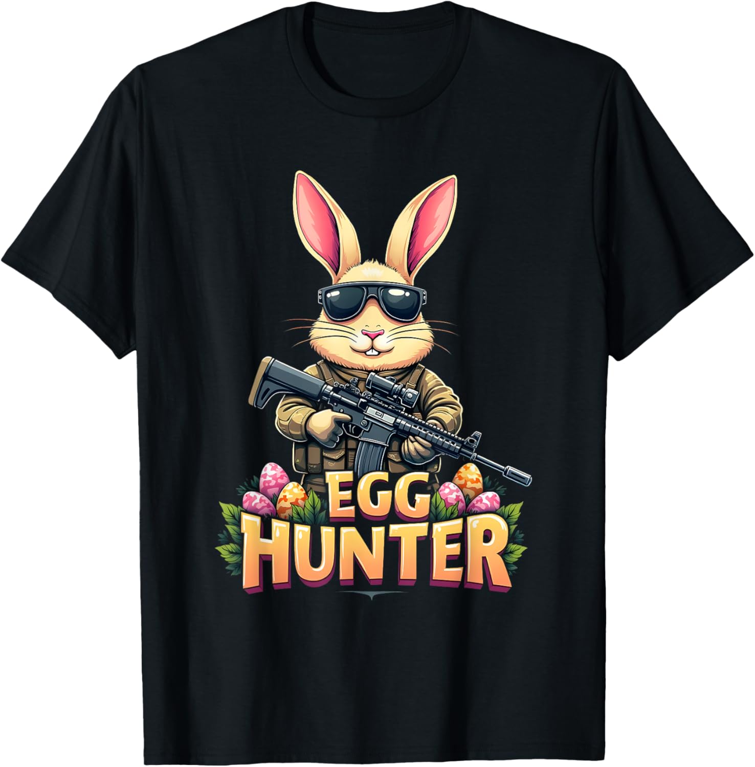 Cute Easter Egg Hunter Boys T-Shirt Featuring Deer Bunny Design - 13